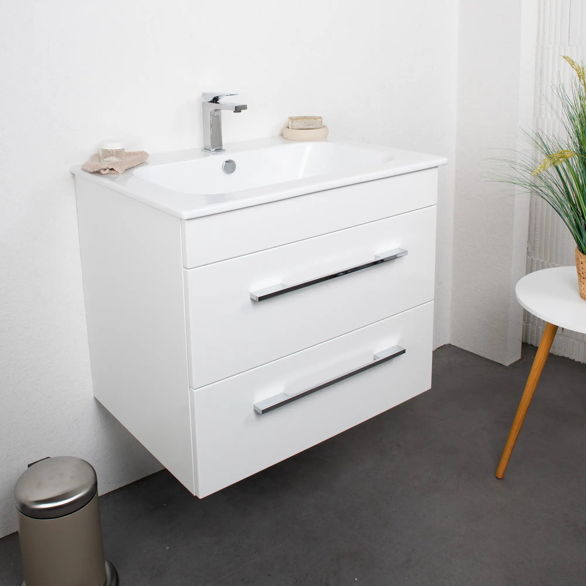 K5 Waschtisch inkl. Unterschrank | 71 cm, Weiß Hochglanz