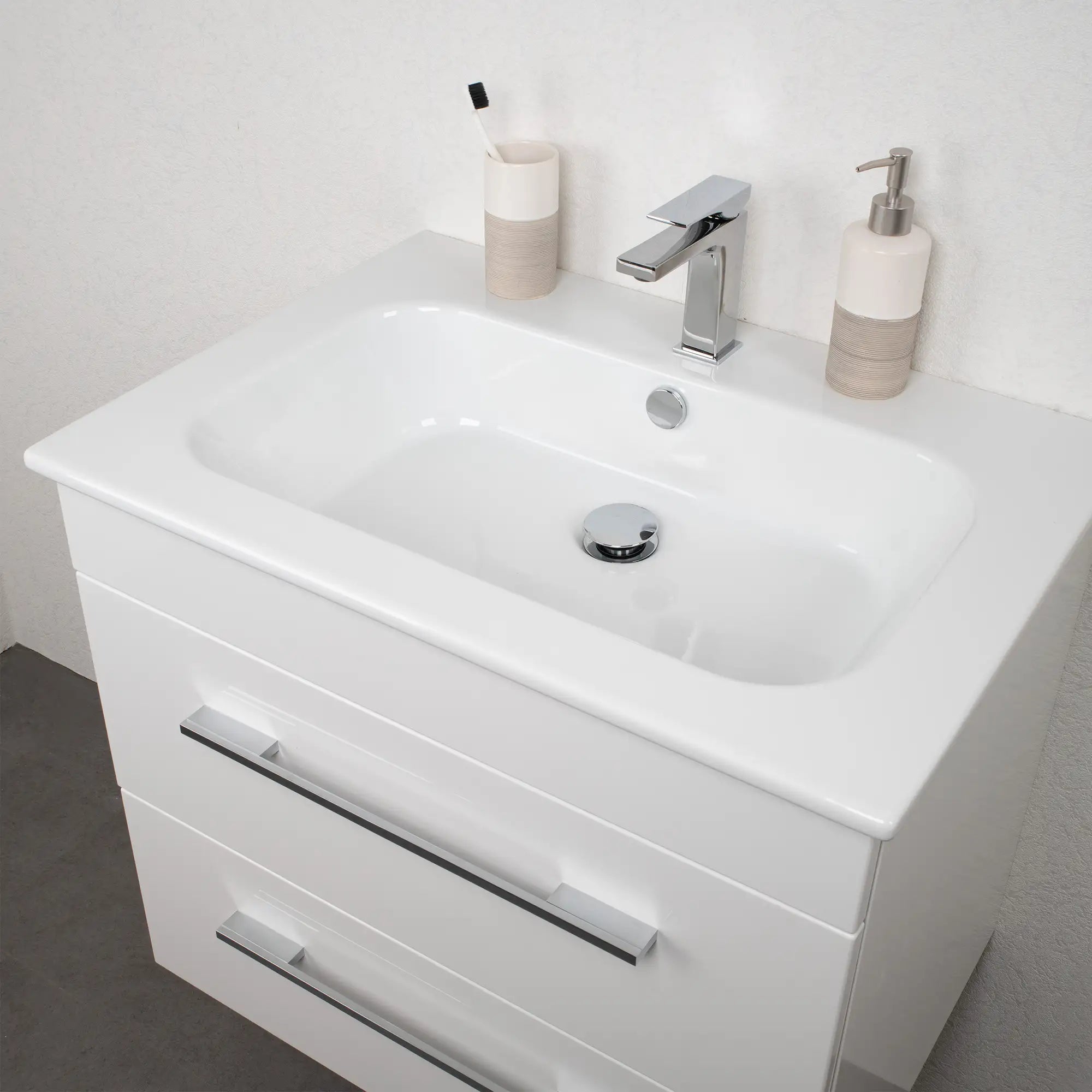 K5 Waschtisch inkl. Unterschrank | 71 cm, Weiß Hochglanz