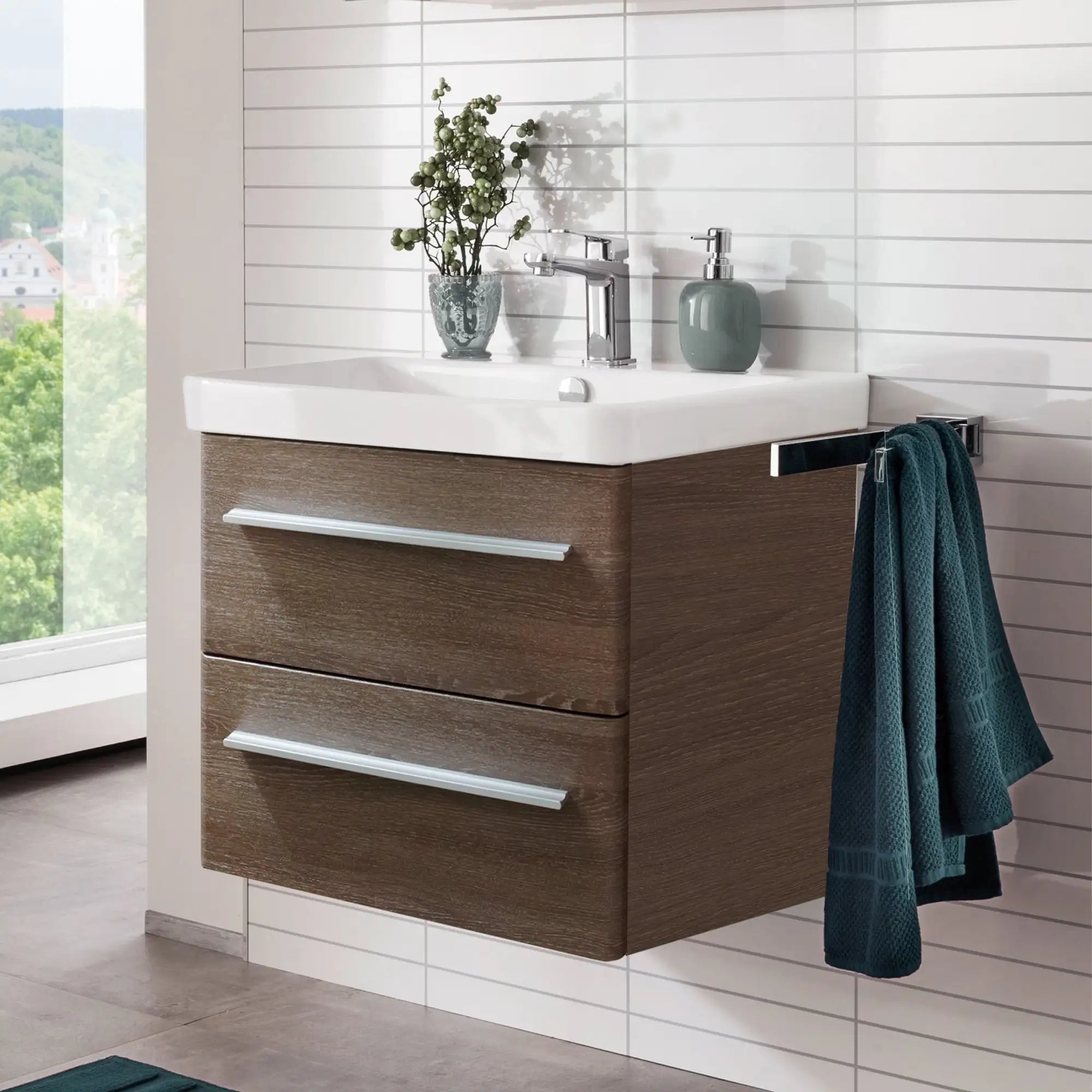 K8 Waschtisch inkl. Unterschrank | 60 cm, Eiche-Maron
