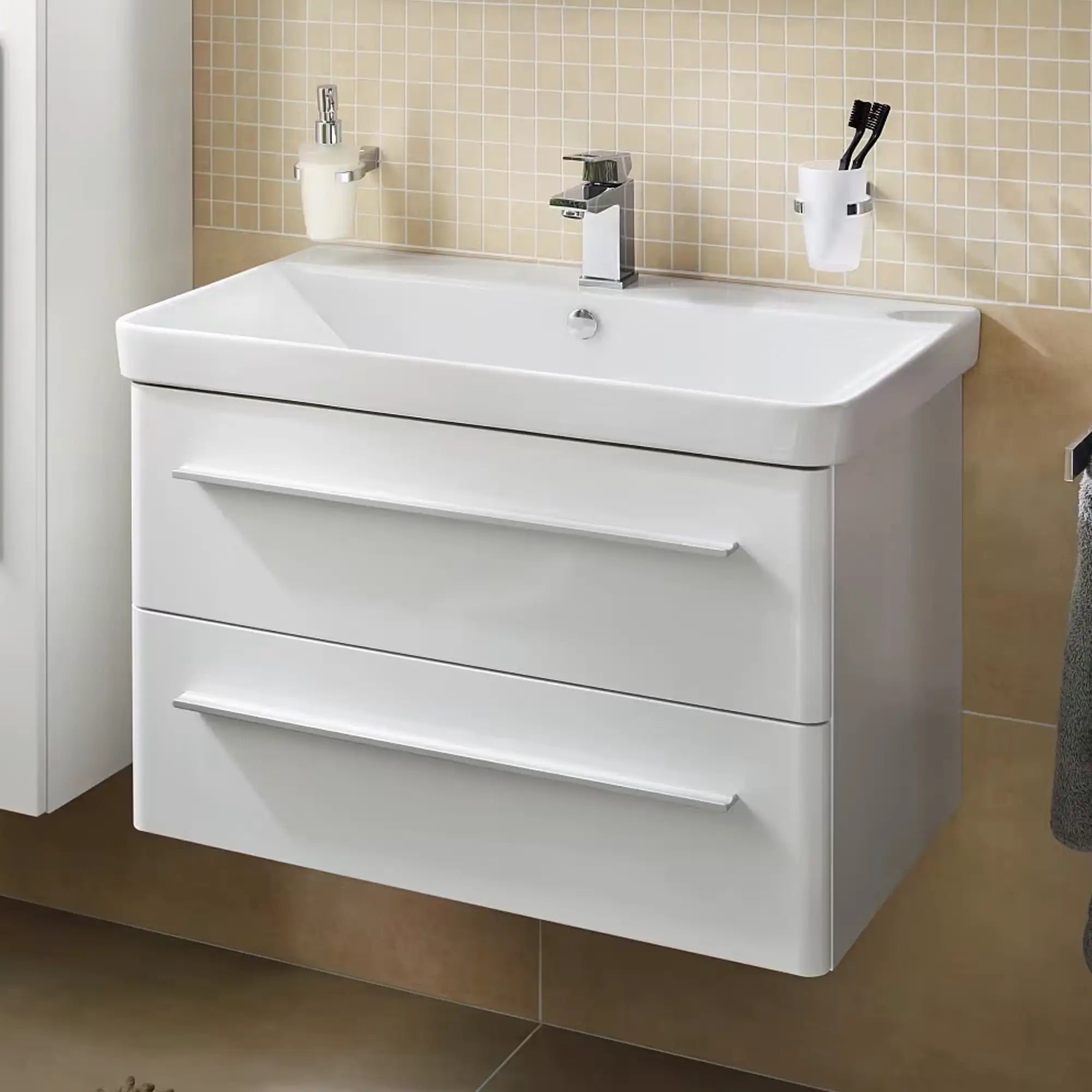 K8 Unterschrank | 76 cm, Weiß Hochglanz