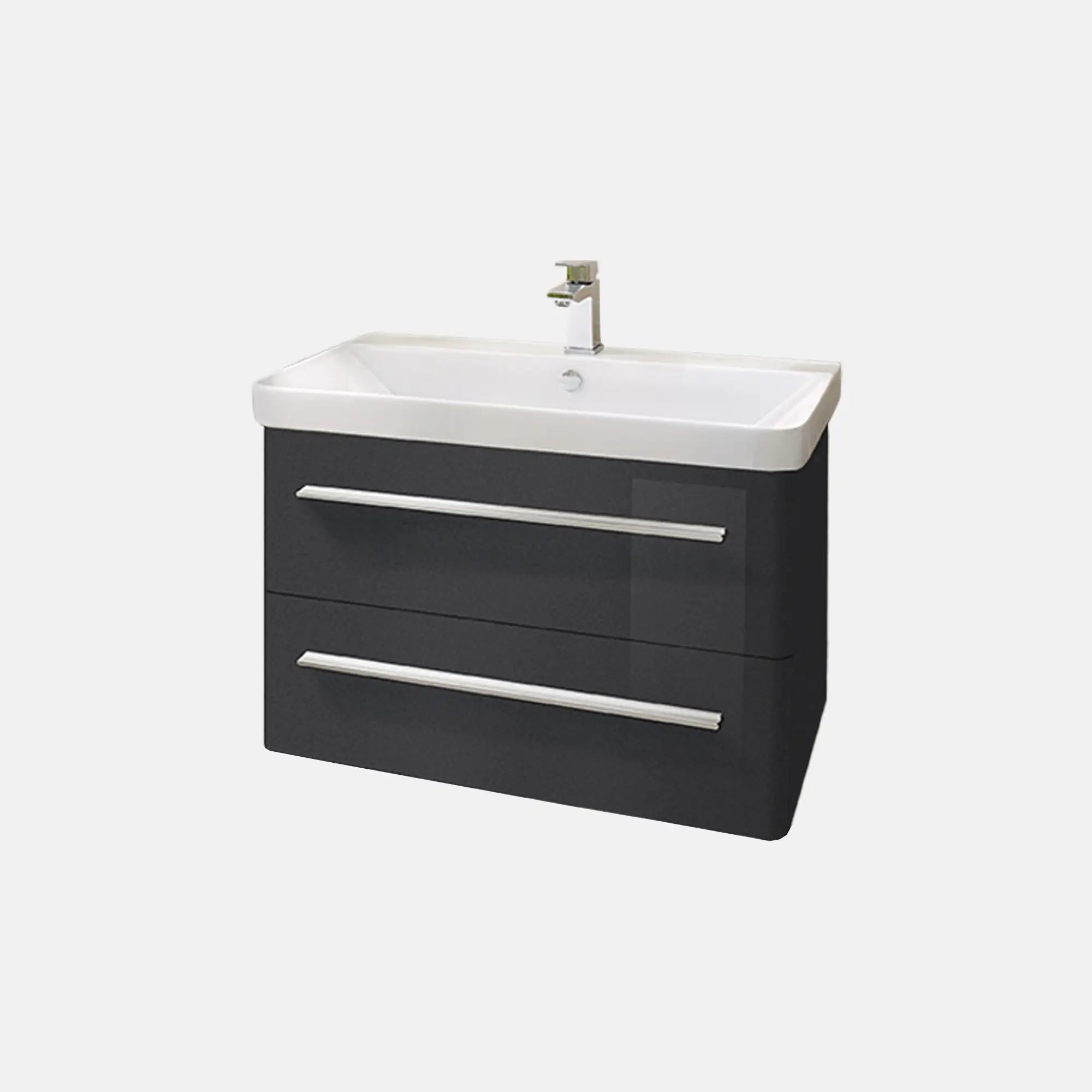 K8 Waschtisch inkl. Unterschrank | 80 cm, Grafit Hochglanz