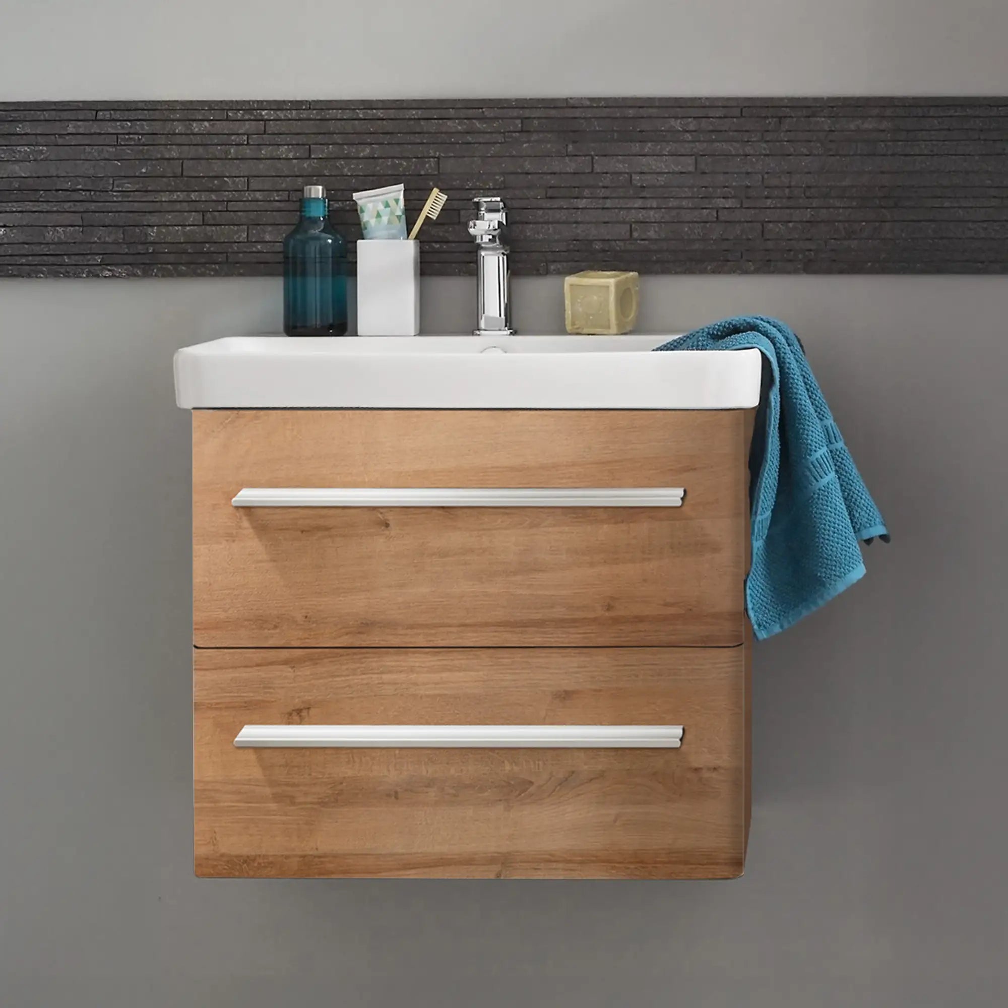 K8 Waschtisch inkl. Unterschrank | 60 cm, Berg-Eiche