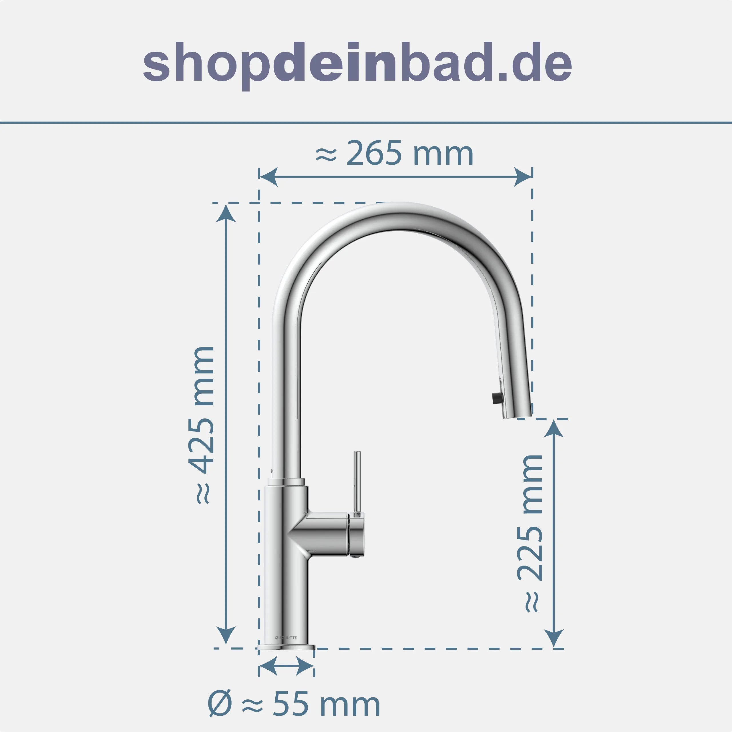 Küchenarmatur, Chrom, mit herausziehbarem Auslauf
