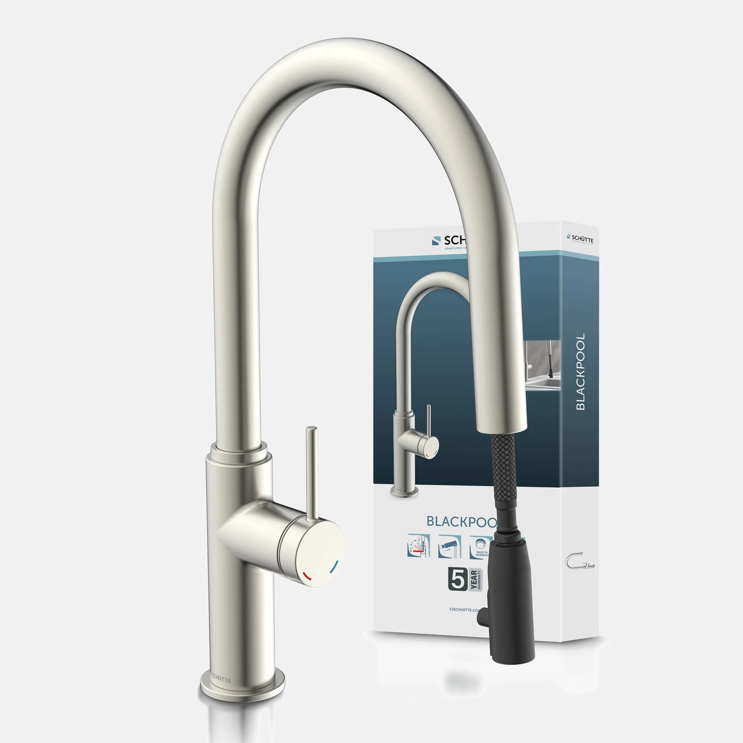 Küchenarmatur, Edelstahloptik, mit herausziehbarem Auslauf