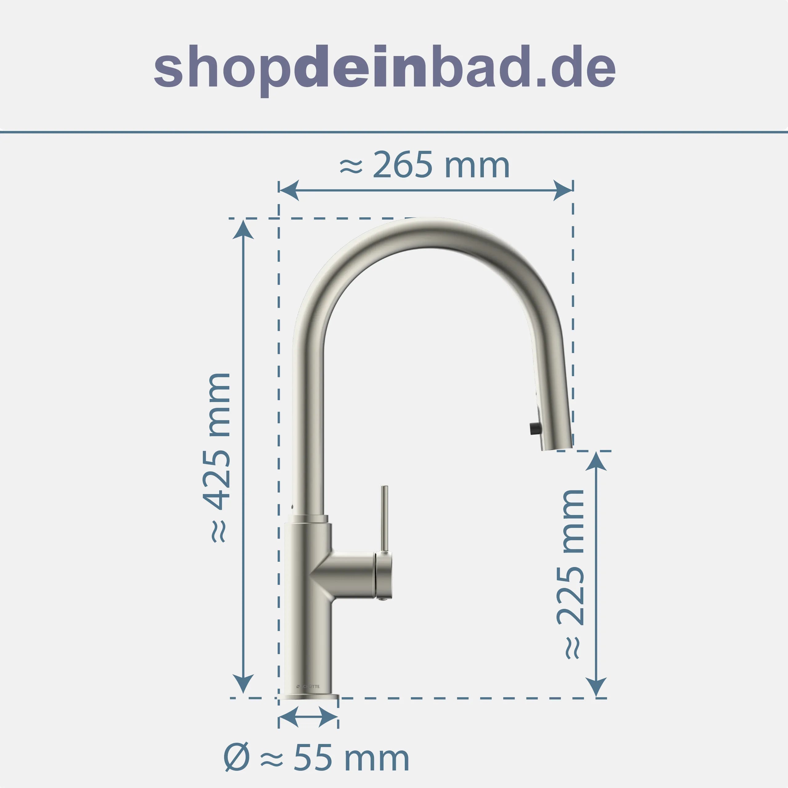 Küchenarmatur, Edelstahloptik, mit herausziehbarem Auslauf