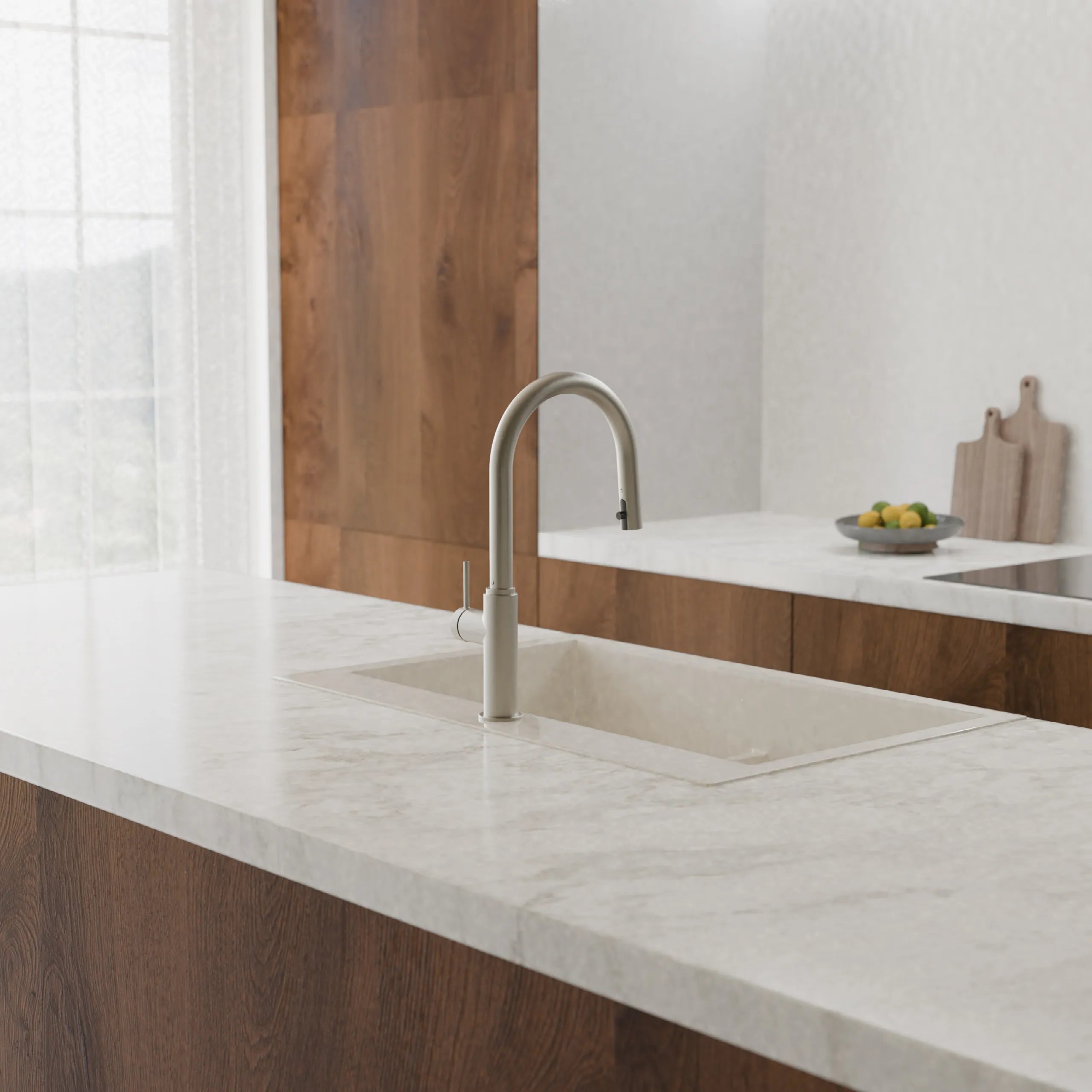 Küchenarmatur, Edelstahloptik, mit herausziehbarem Auslauf