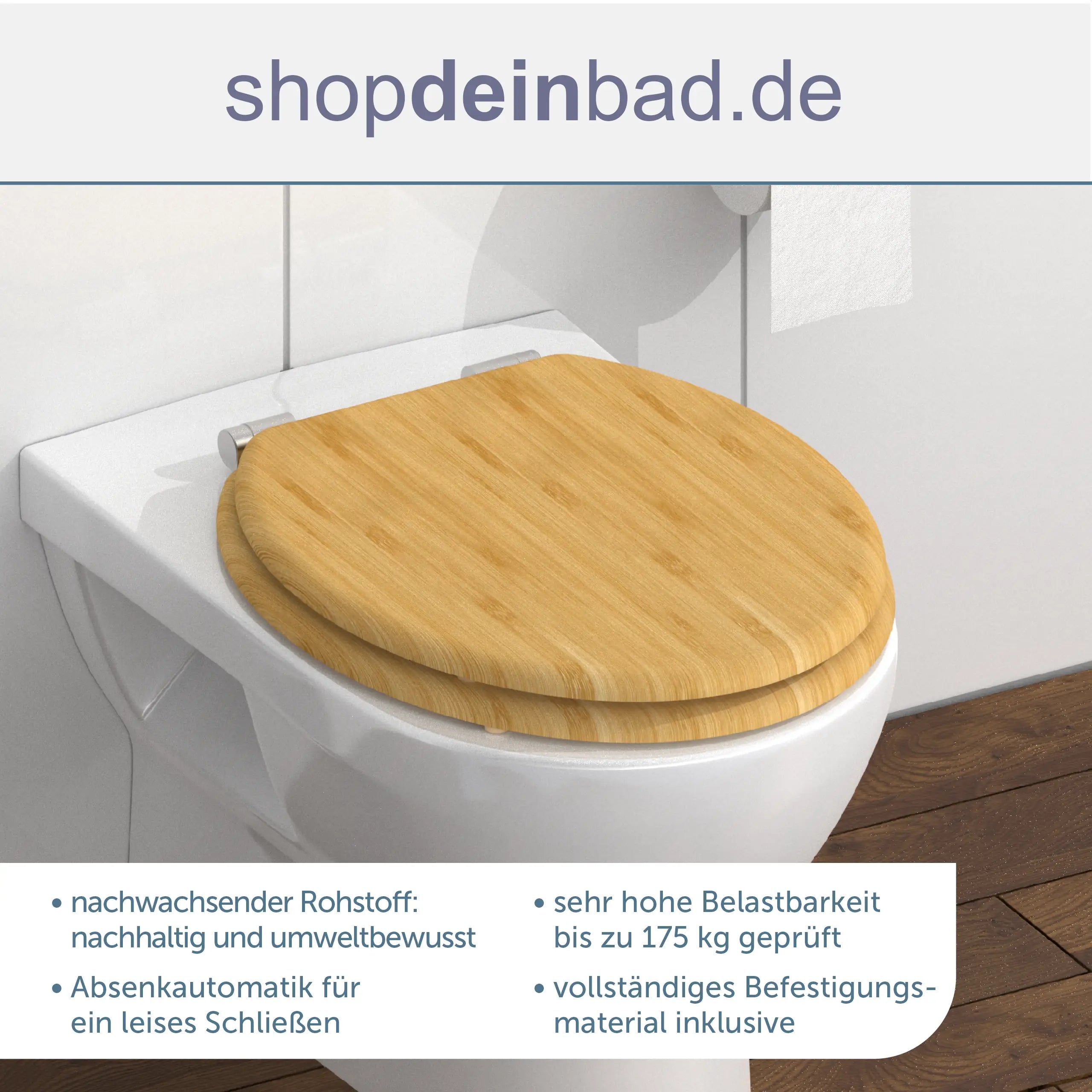 WC-Sitz NATURAL BAMBOO, Bambus mit Absenkautomatik