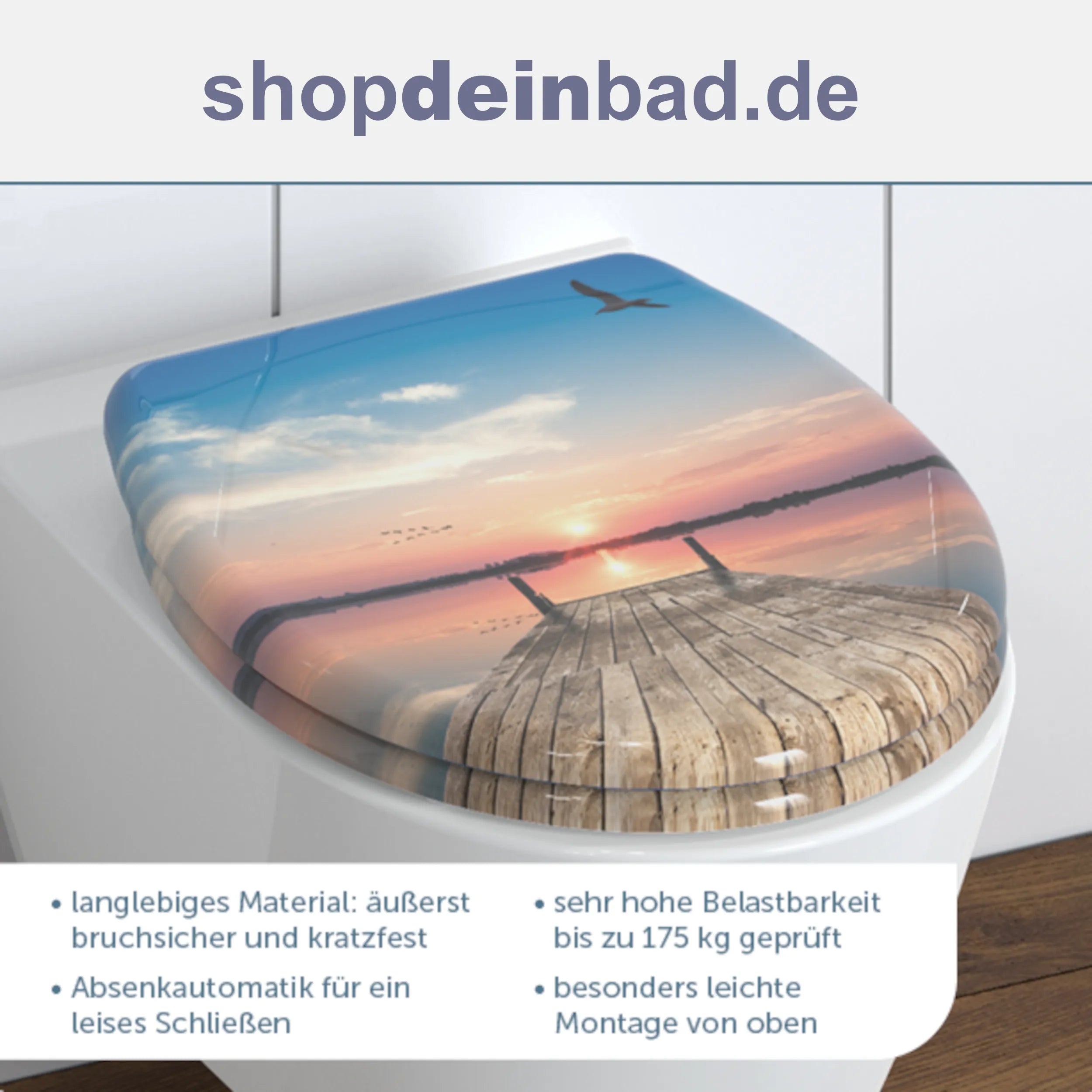 WC-Sitz SUNSET SKY mit Absenkautomatik und Schnellverschluss