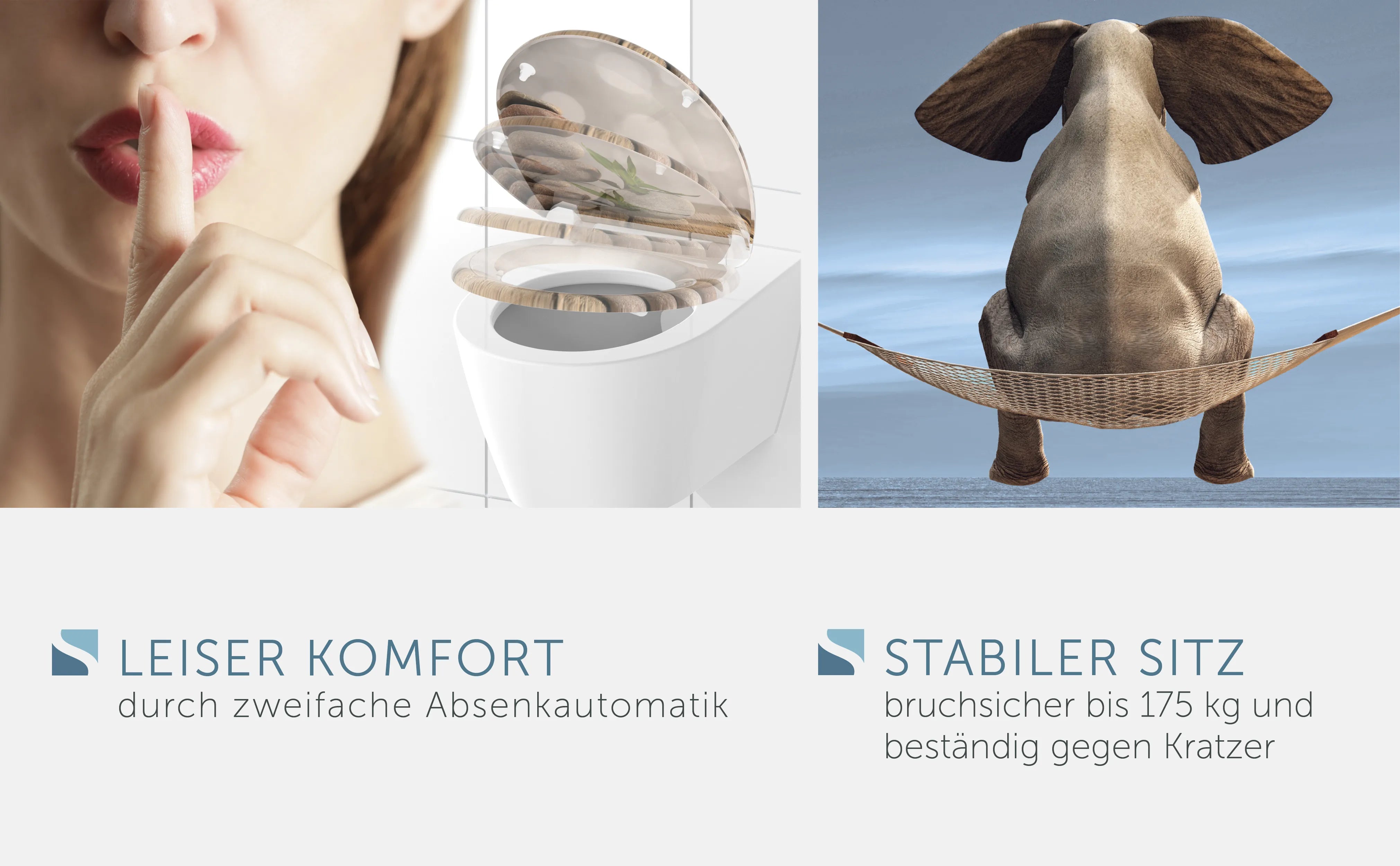 WC-Sitz STONE PYRAMID mit Absenkautomatik und Schnellverschluss