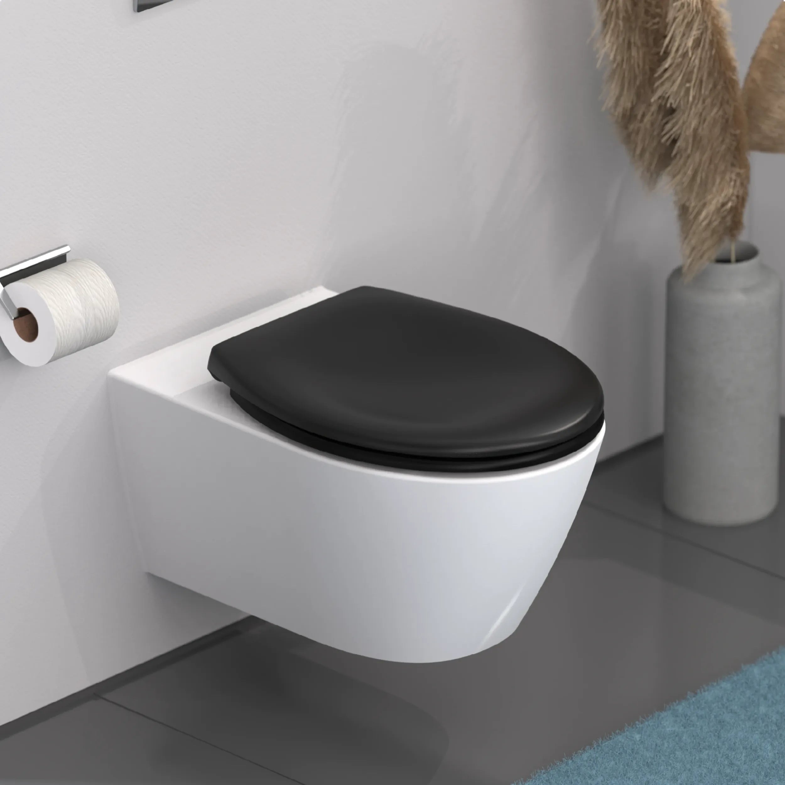 WC-Sitz schwarz mit Absenkautomatik und Schnellverschluss
