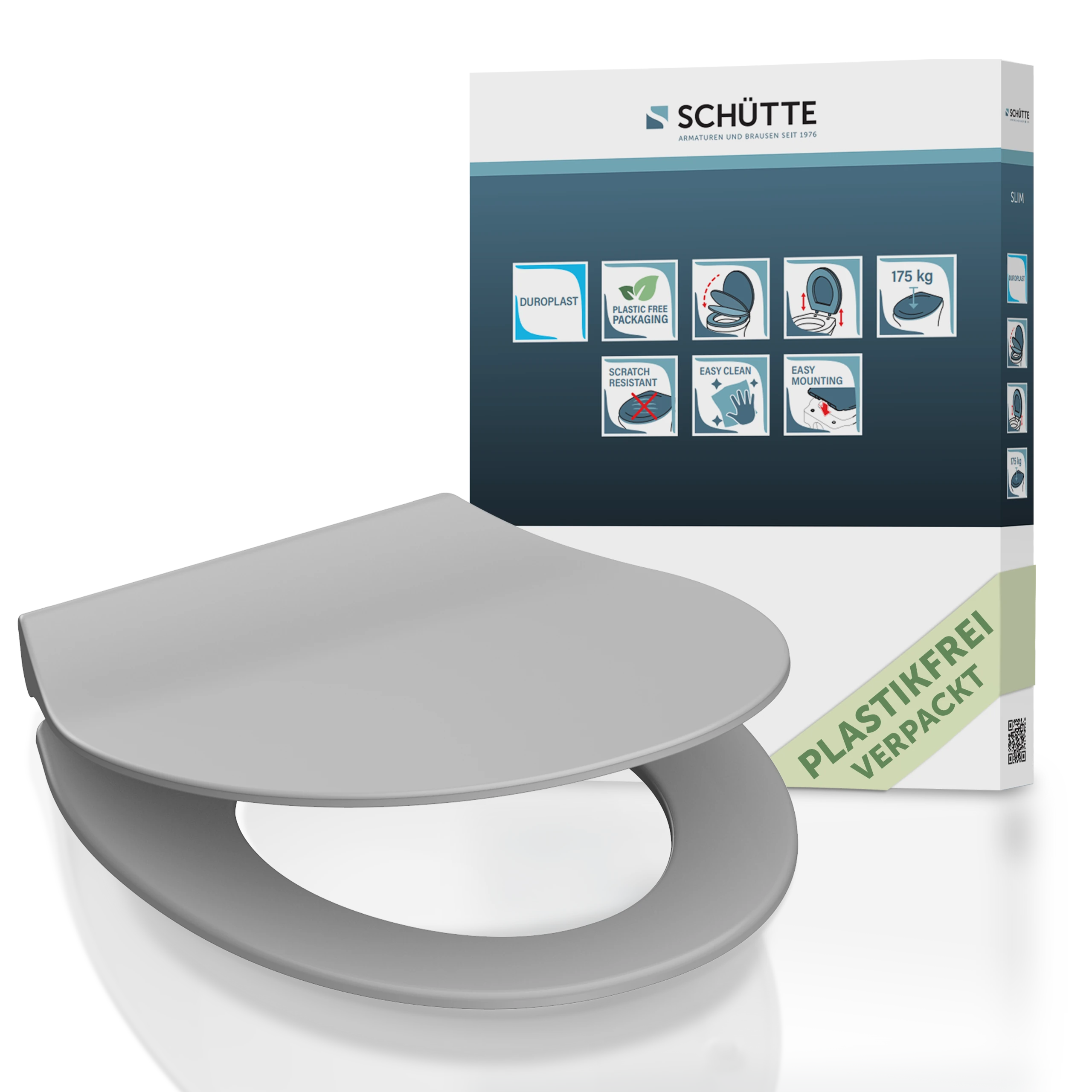 WC-Sitz SLIM grau mit Absenkautomatik und Schnellverschluss