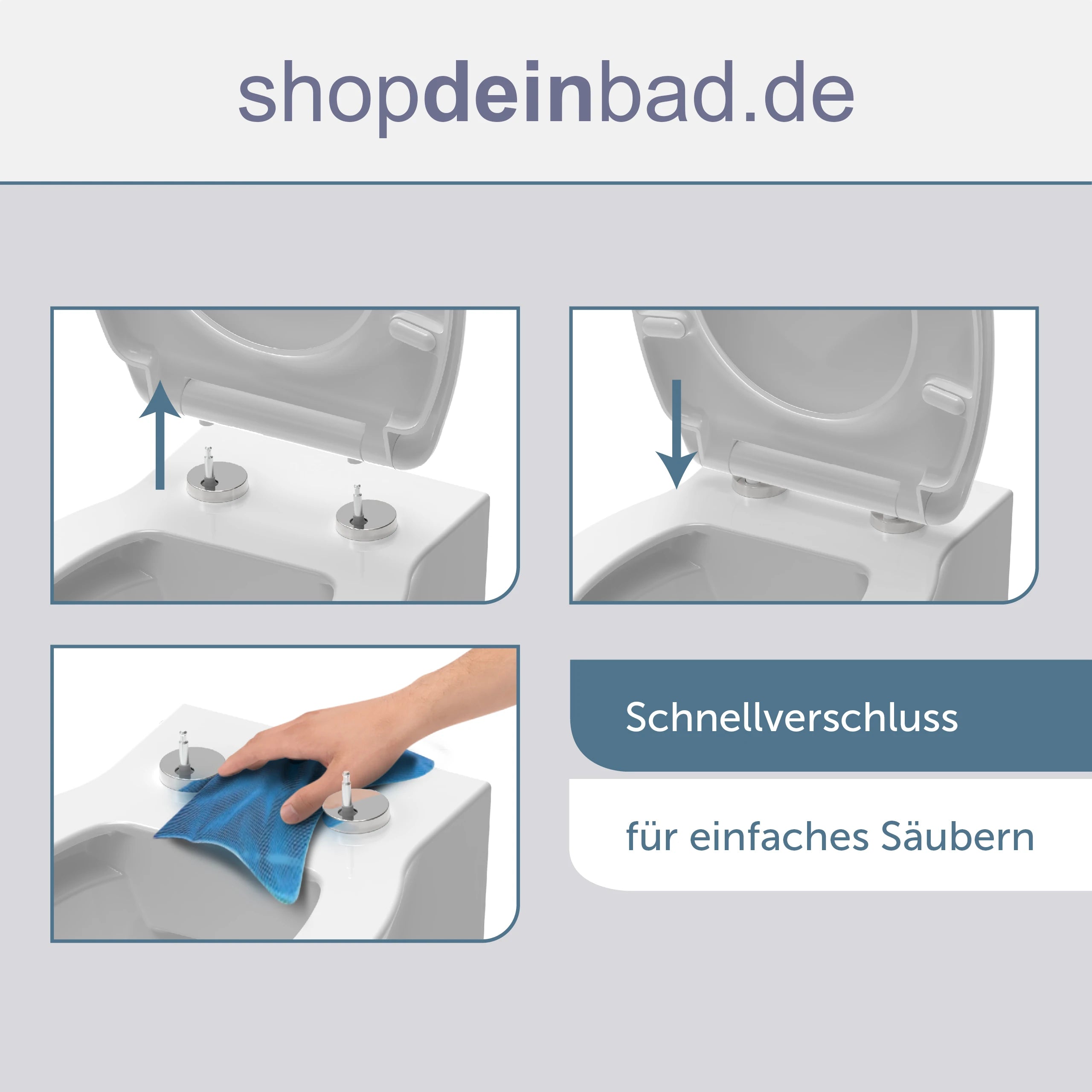 WC-Sitz SLIM grau mit Absenkautomatik und Schnellverschluss