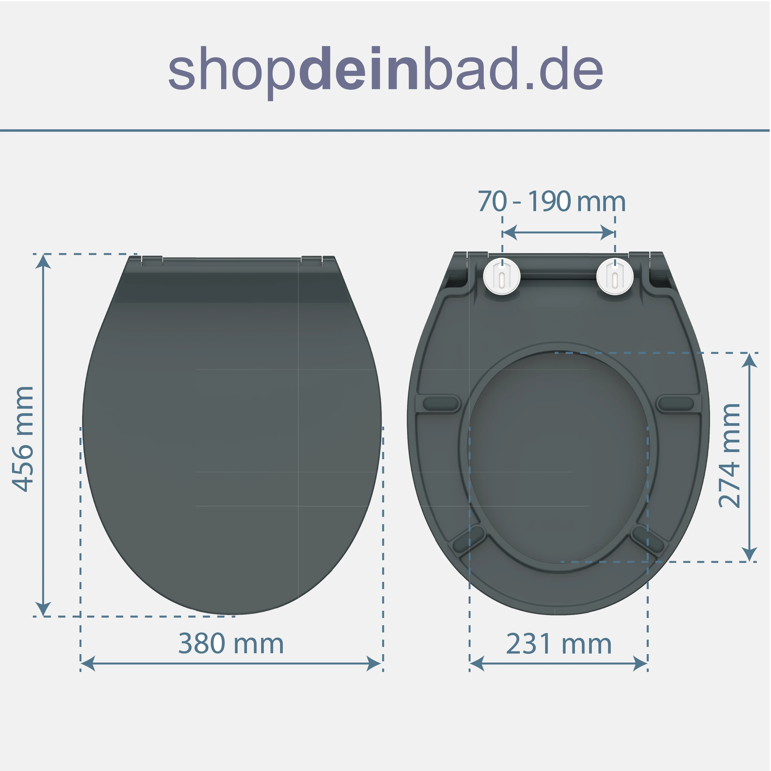 WC-Sitz SLIM anthrazit mit Absenkautomatik und Schnellverschluss
