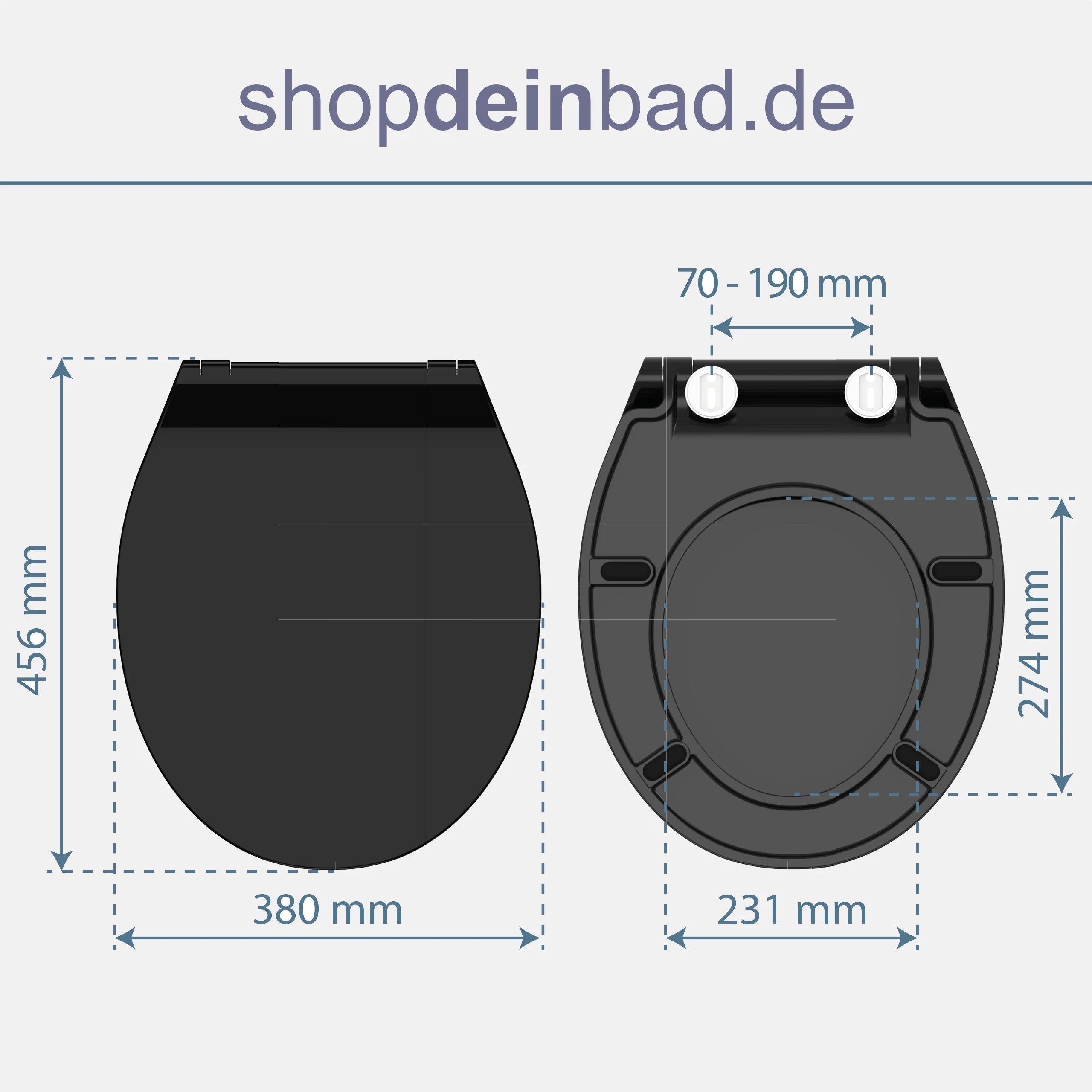 WC-Sitz SLIM schwarz mit Absenkautomatik und Schnellverschluss