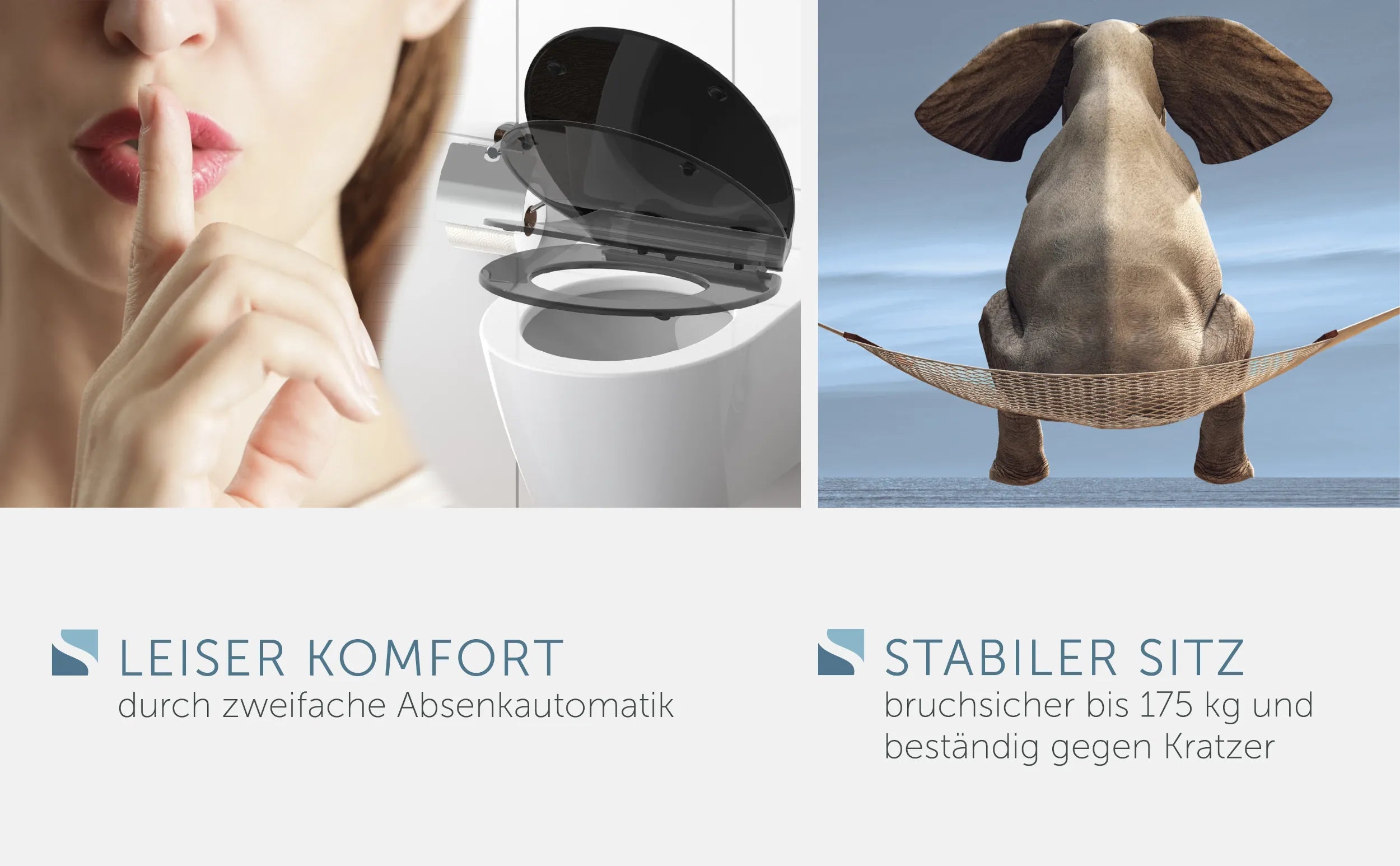 WC-Sitz SLIM schwarz mit Absenkautomatik und Schnellverschluss