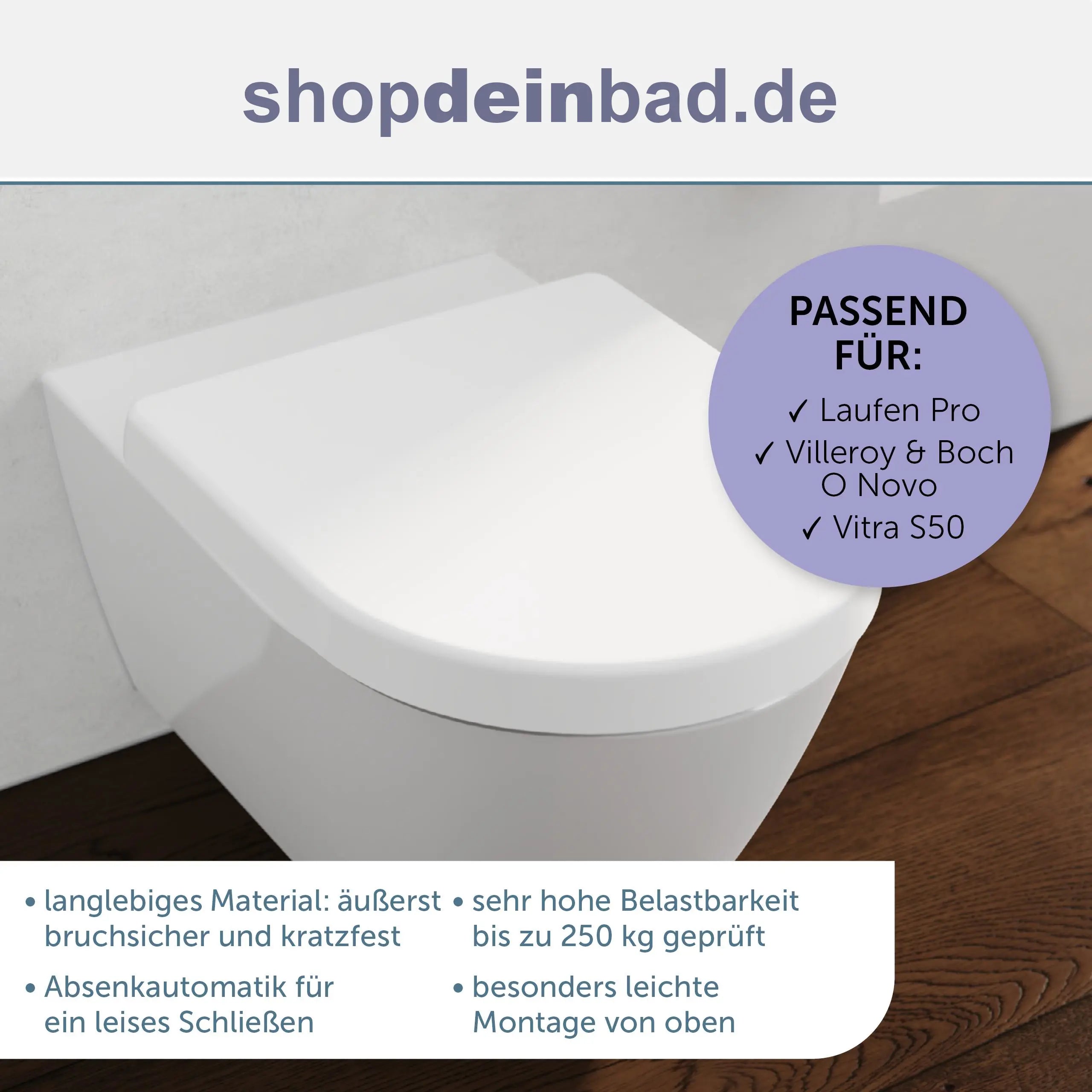 WC-Sitz, D-Form, PRO 2, weiß mit Absenkautomatik und Schnellverschluss