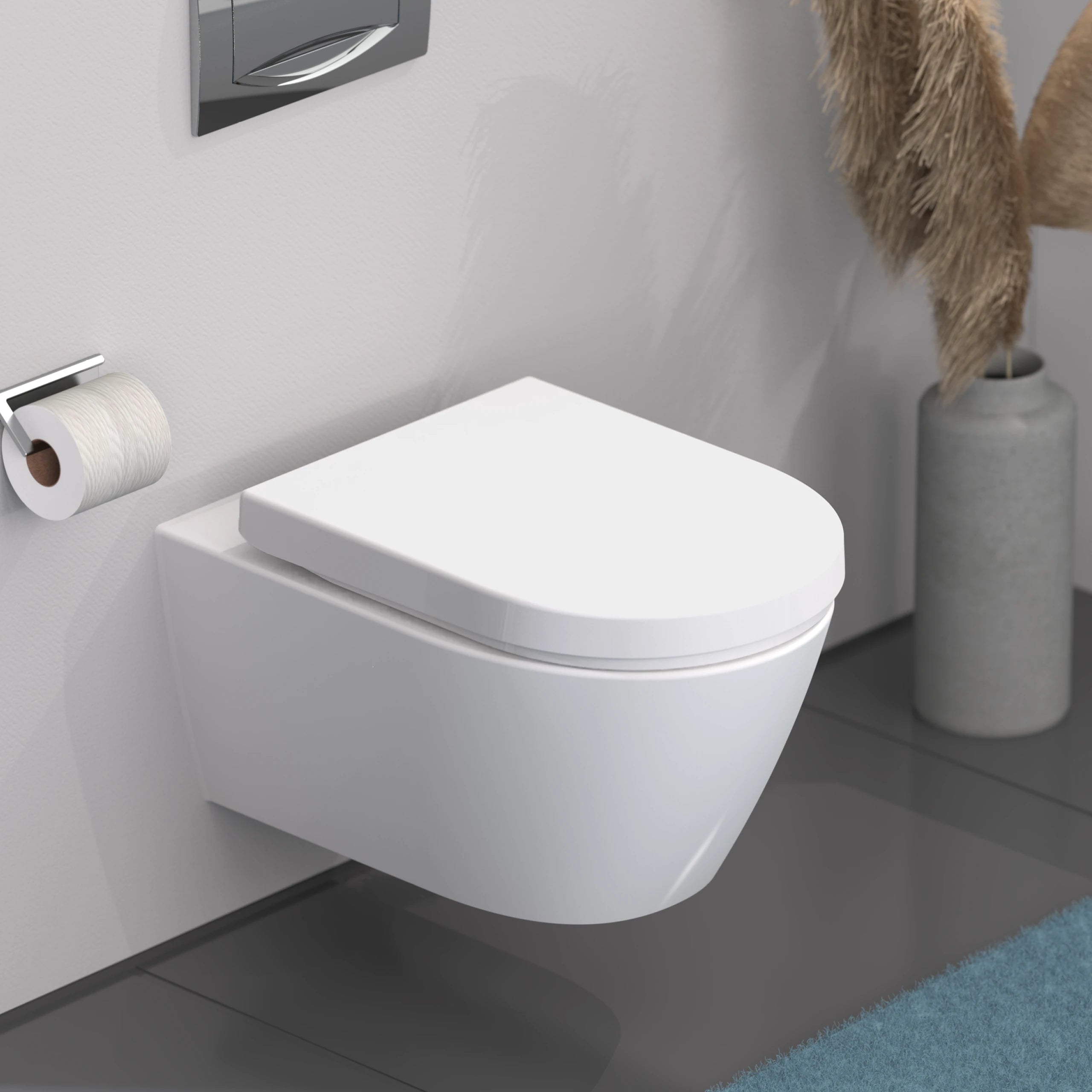 WC-Sitz D-Form weiß mit Absenkautomatik und Schnellverschluss