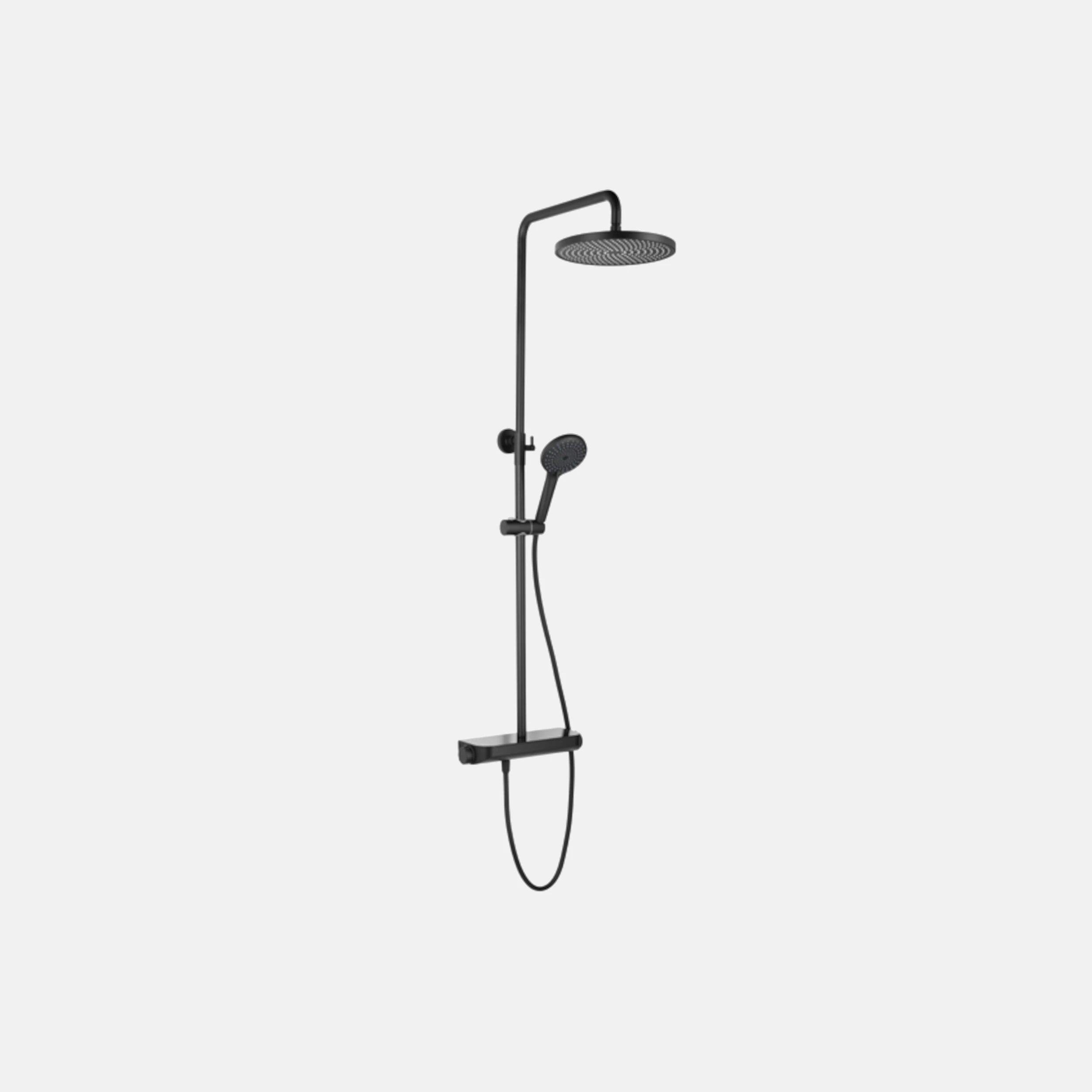 Duschsystem mit Thermostat-; Armatur mit Ablage, schwarz