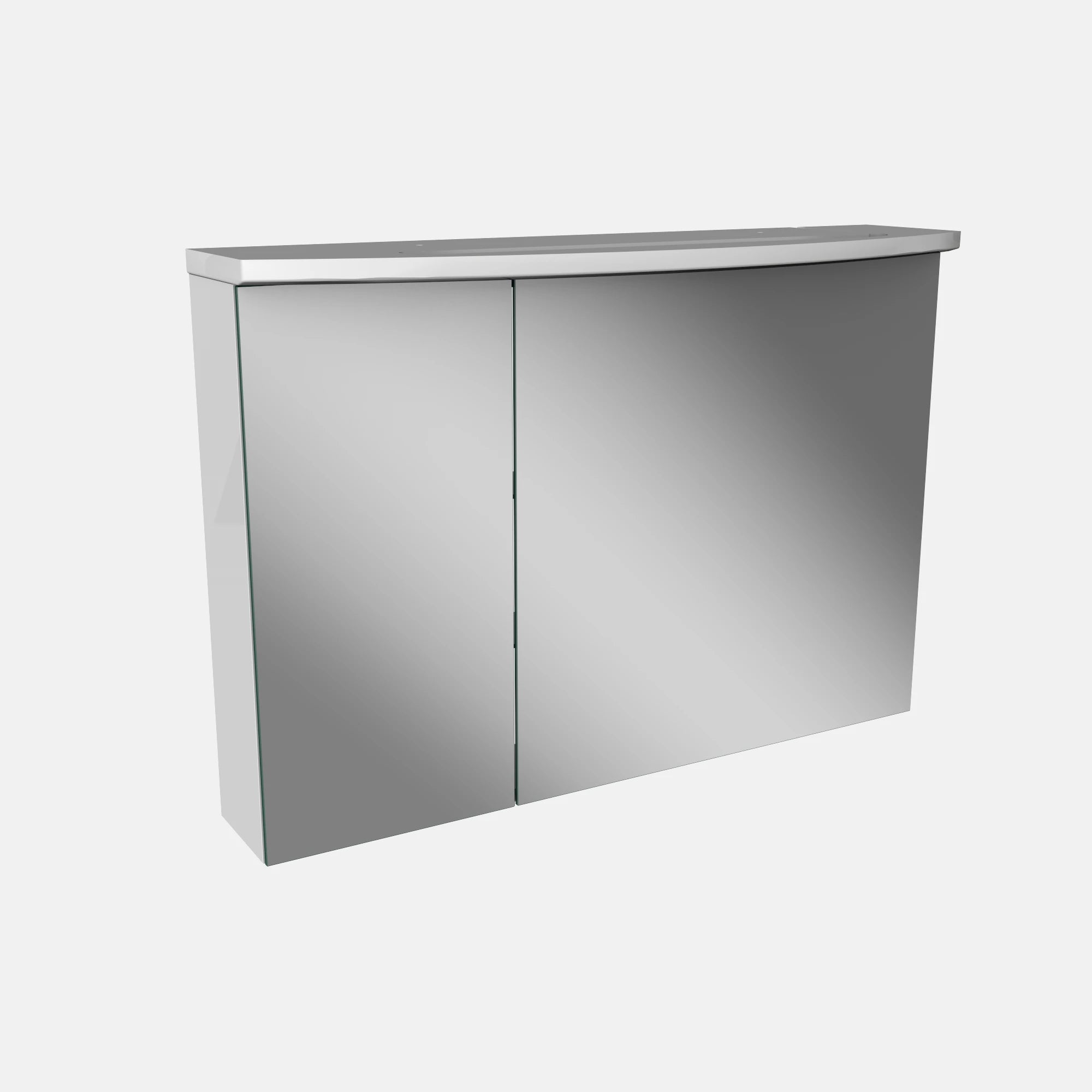 Spiegelschrank L4 I 90 cm mit einer dimmbaren LED-Leuchte und zwei Türen, Weiß Hochglanz