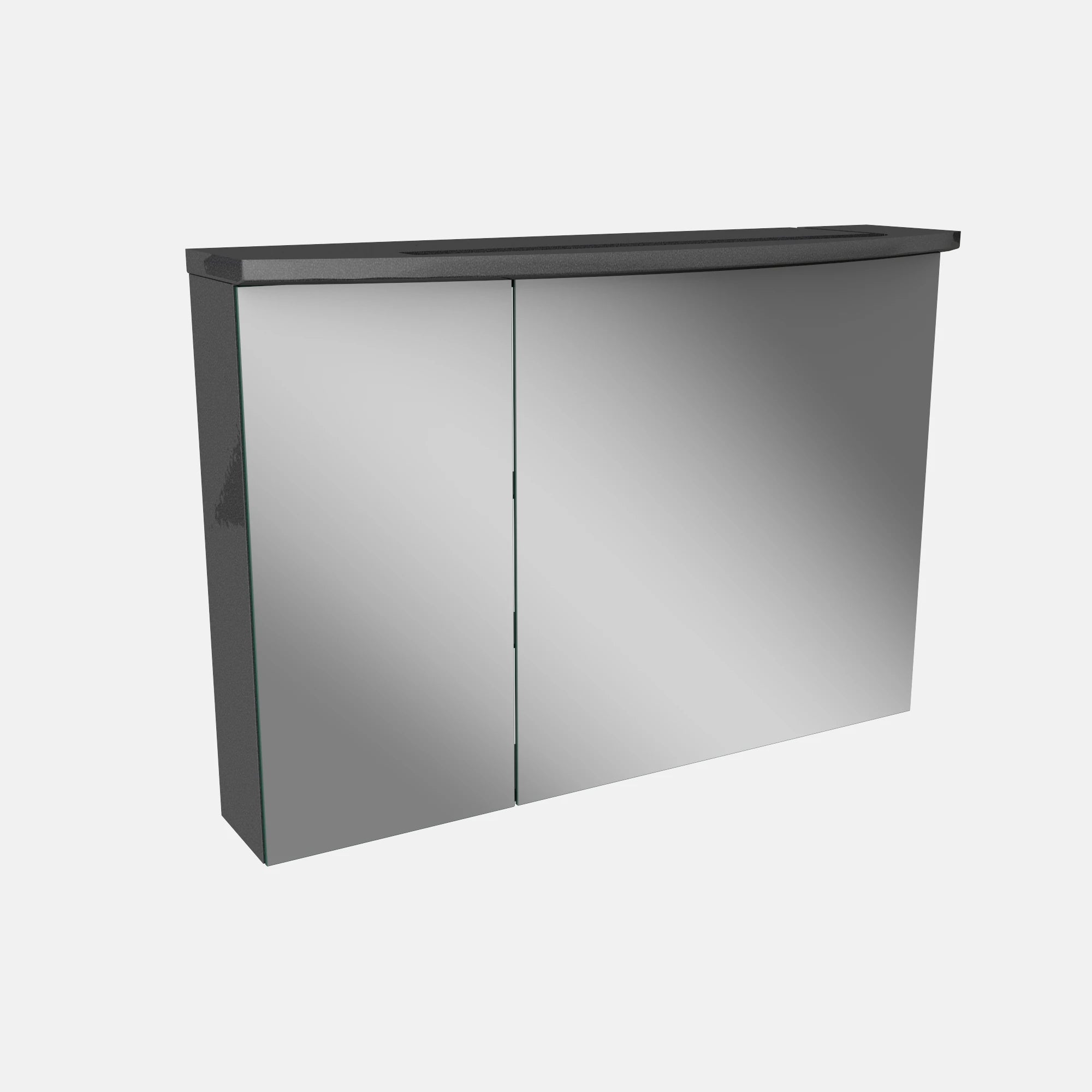 Spiegelschrank L4 I 90 cm mit einer dimmbaren LED-Leuchte und zwei Türen, Grafit Hochglanz