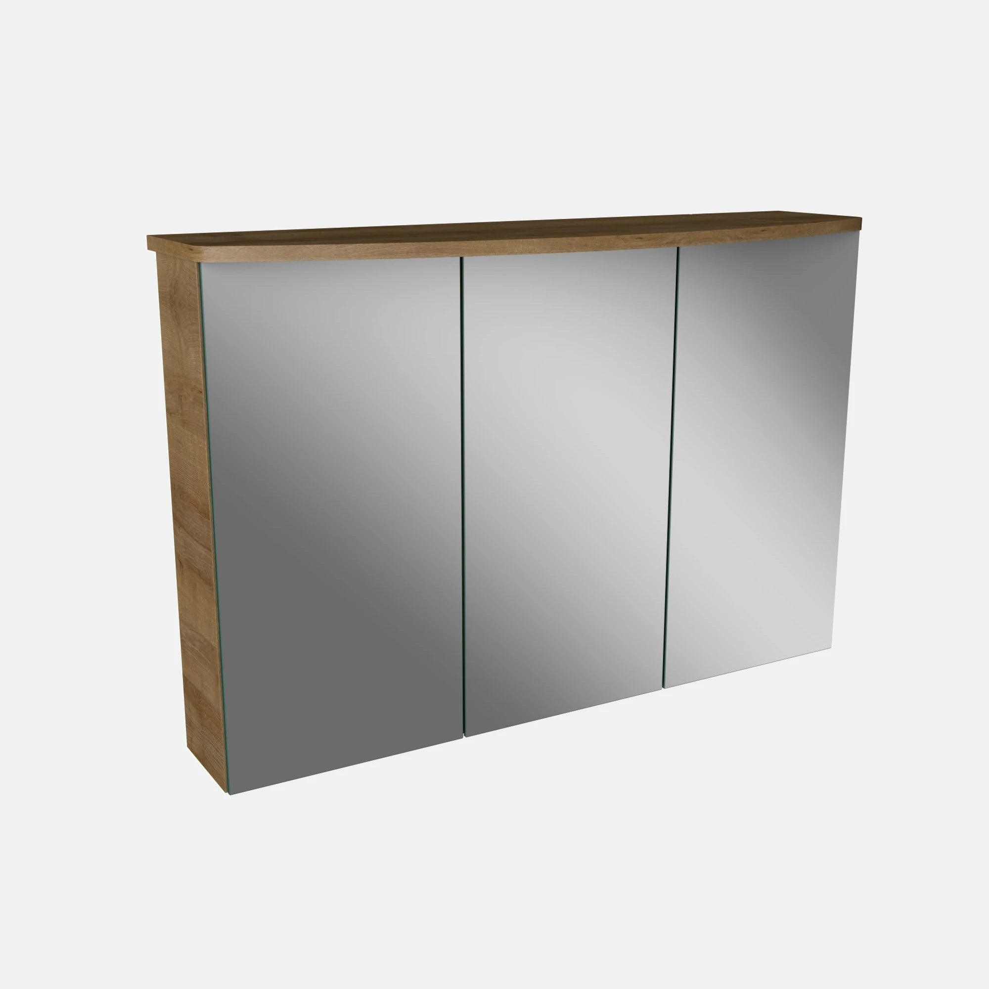 Spiegelschrank L4 I 90 cm mit einer dimmbaren LED-Leuchte und drei Türen, Berg-Eiche