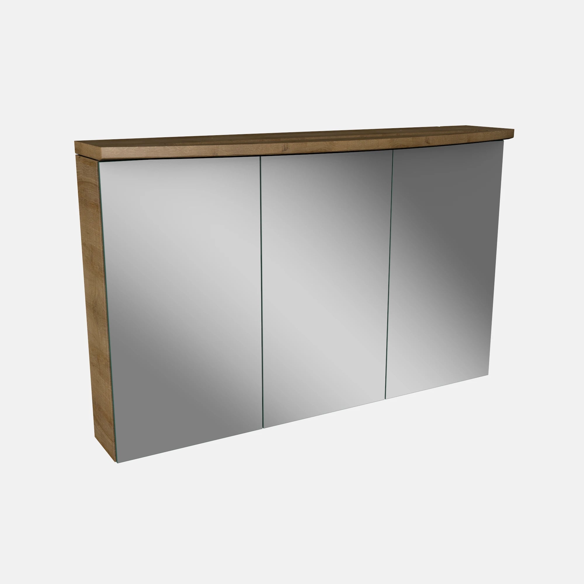 Spiegelschrank L4 I 100 cm mit einer dimmbaren LED-Leuchte und drei Türen, Berg-Eiche
