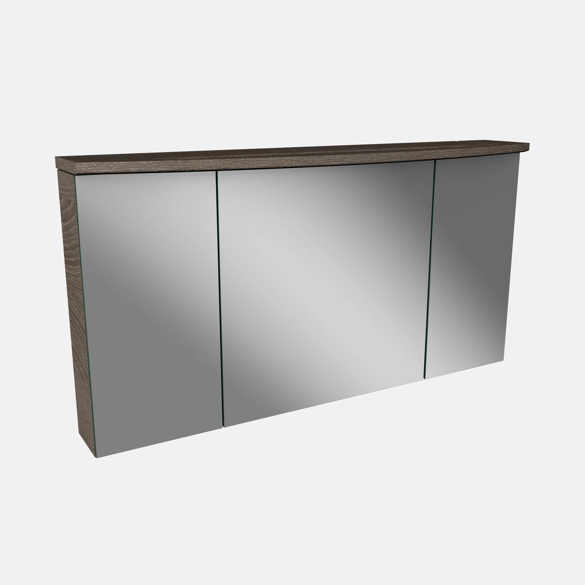 Spiegelschrank L4 I 120 cm mit einer dimmbaren LED-Leuchte und drei Türen, Eiche-Maron