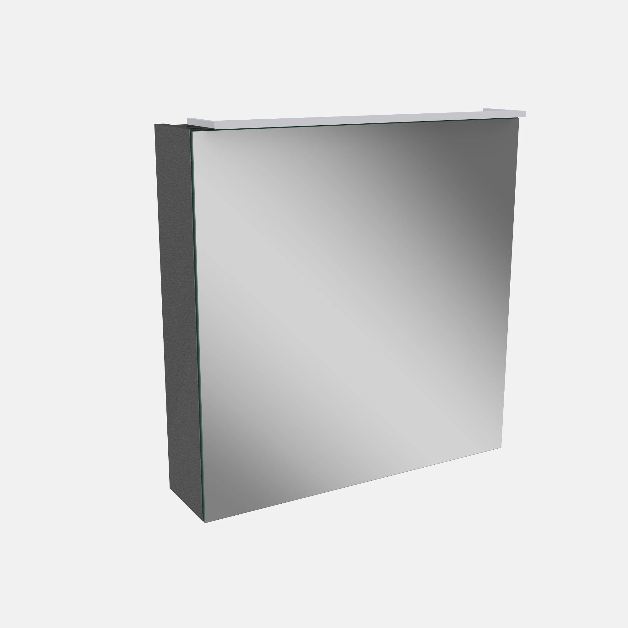 Spiegelschrank L5 | 60 cm mit dimmbarer LED-Leuchte und einer Tür Anschlag links, Grafit Hochglanz