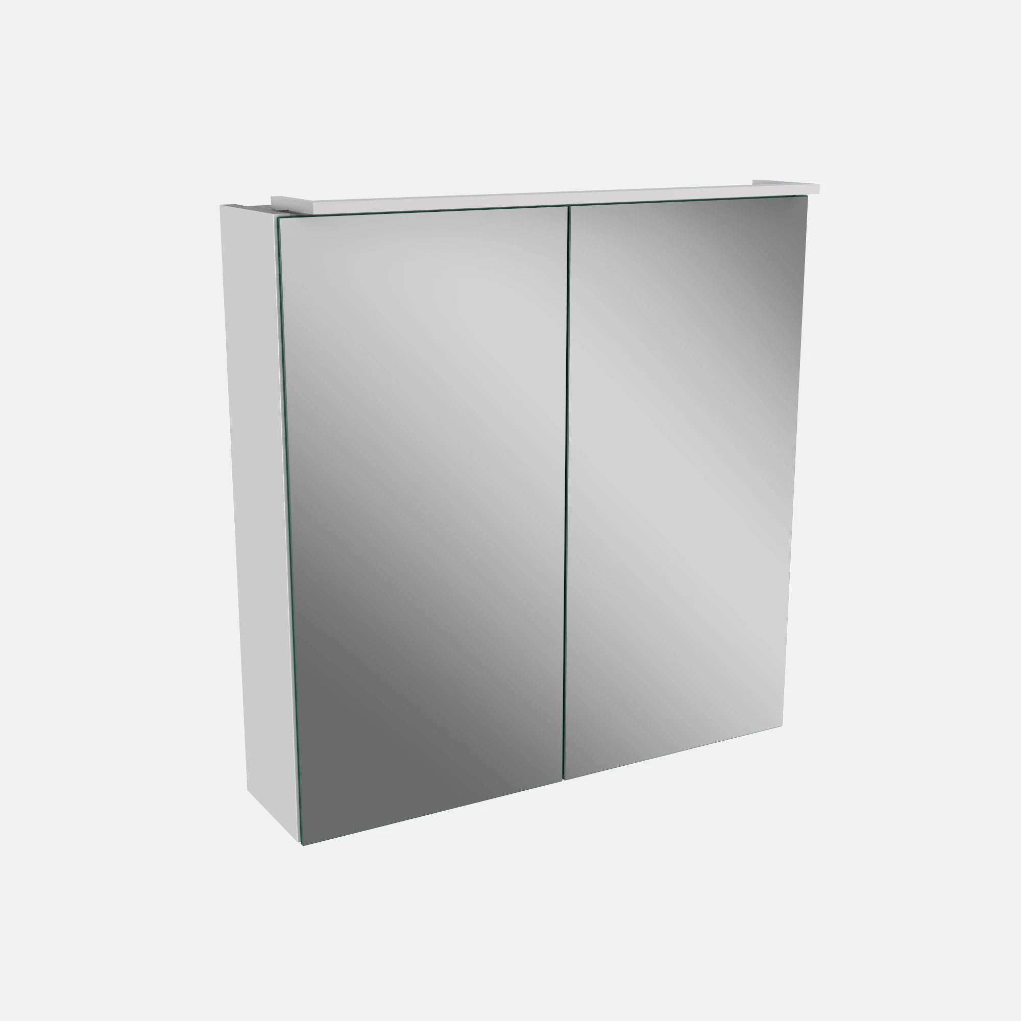 Spiegelschrank L5 | 60 cm mit dimmbarer LED-Leuchte und zwei Türen, Weiß Hochglanz