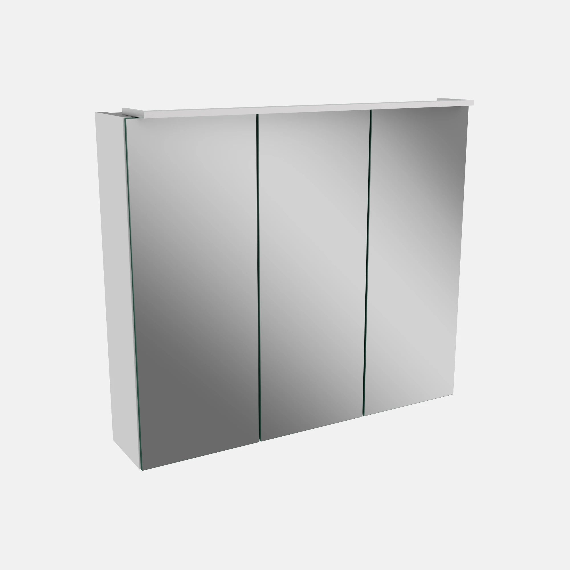 Spiegelschrank L5 | 70 cm mit dimmbarer LED-Leuchte und drei Türen, Weiß Hochglanz