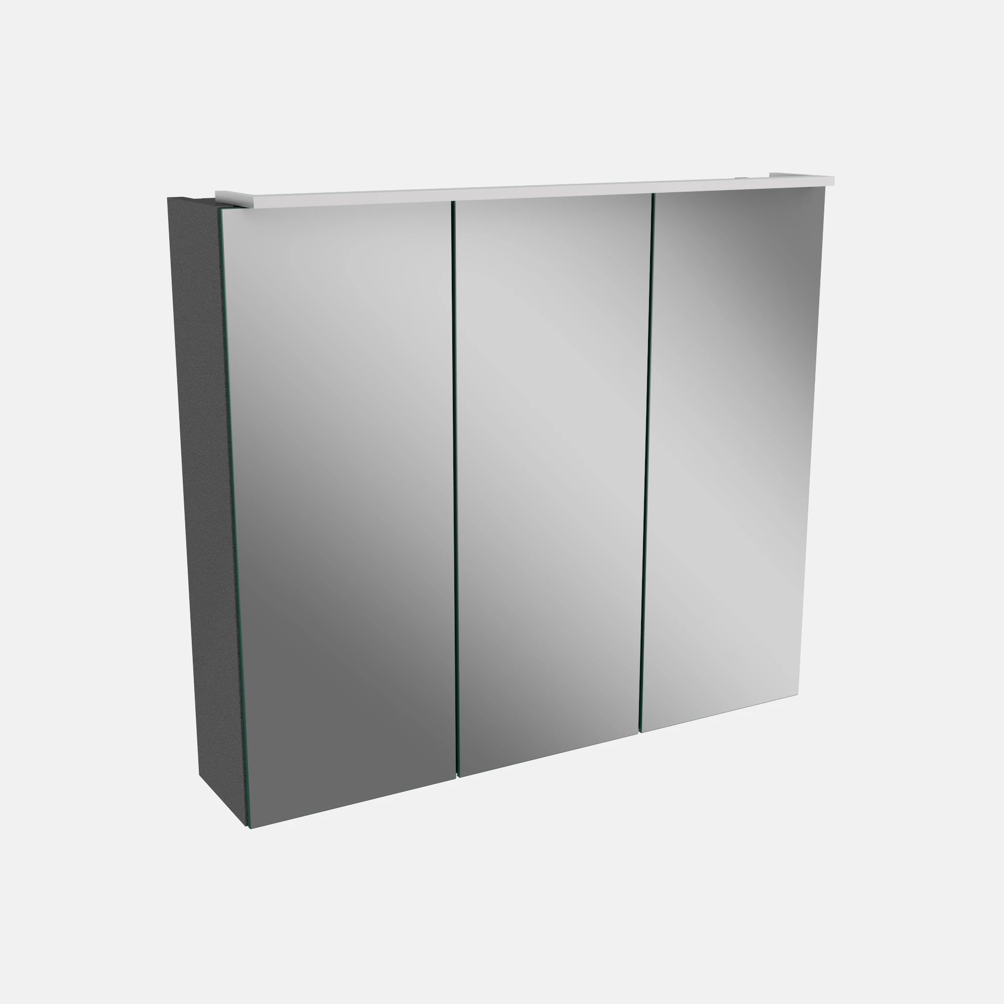 Spiegelschrank L5 | 70 cm mit dimmbarer LED-Leuchte und drei Türen, Grafit Hochglanz