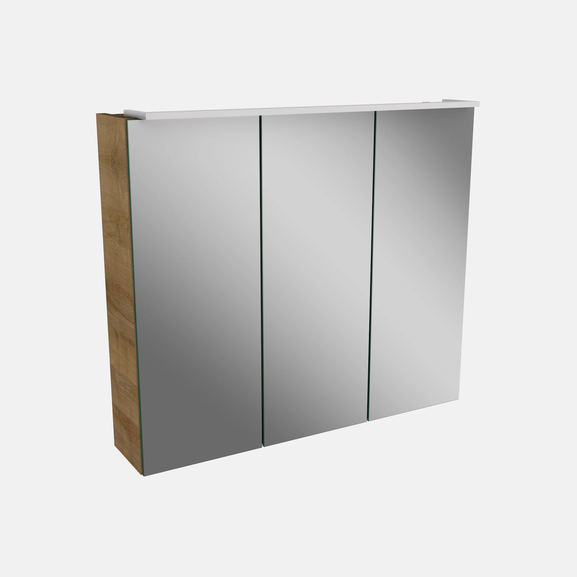 Spiegelschrank L5 | 70 cm mit dimmbarer LED-Leuchte und drei Türen, Berg-Eiche