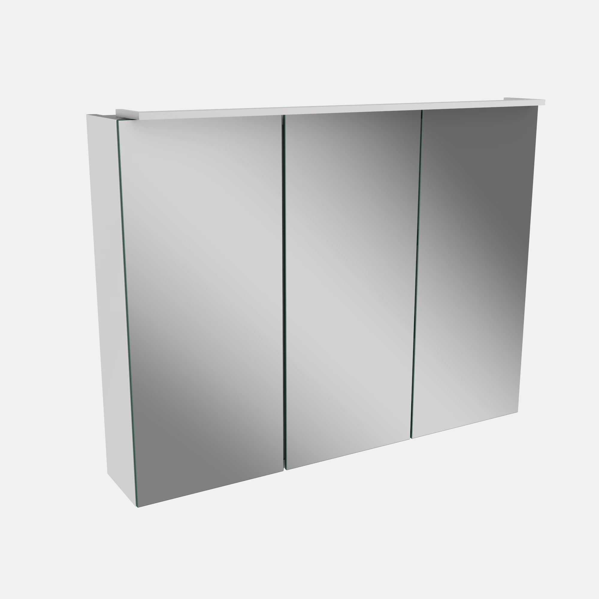Spiegelschrank L5 | 80 cm mit dimmbarer LED-Leuchte und drei Türen, Weiß Hochglanz