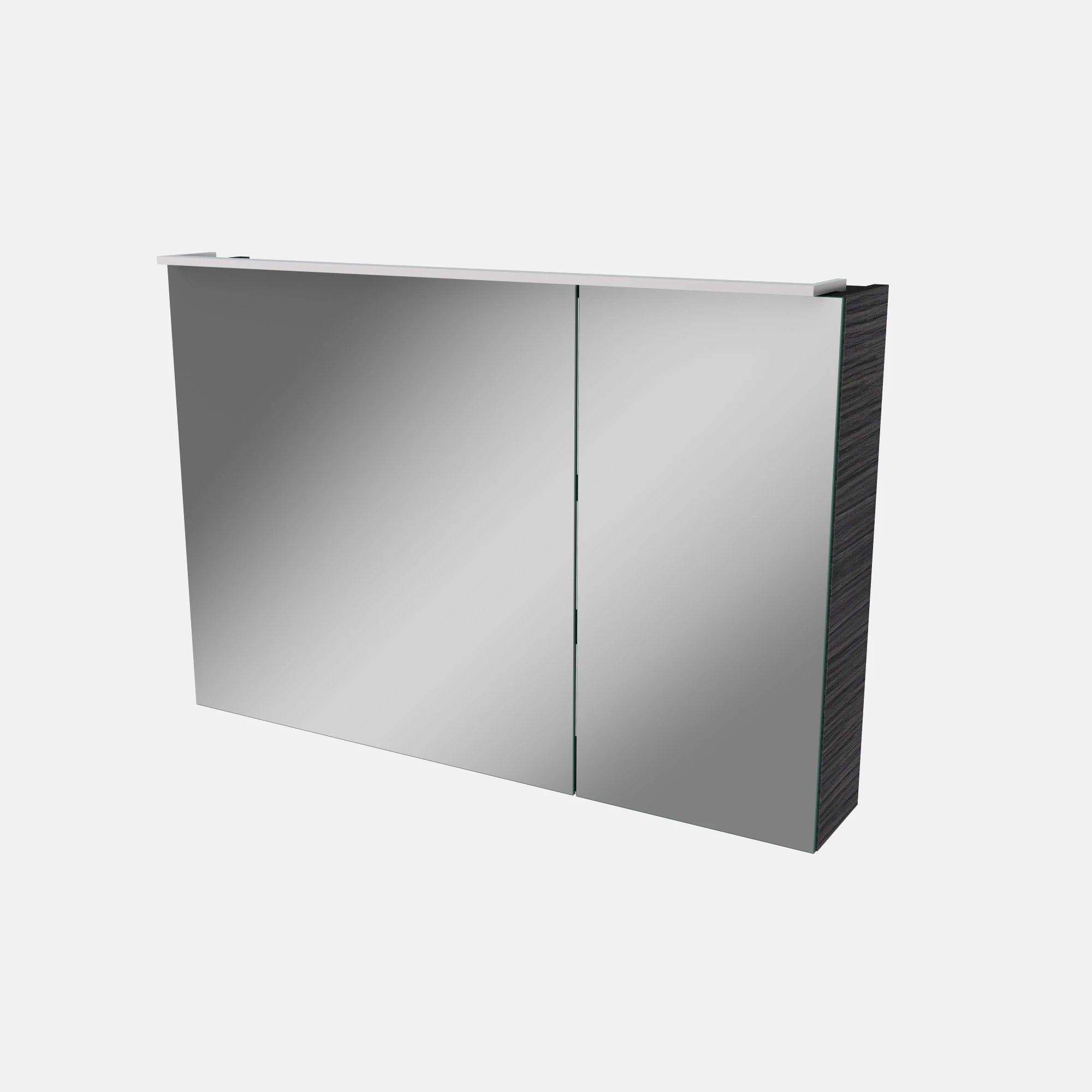 Spiegelschrank L5 | 90 cm mit dimmbarer LED-Leuchte und zwei Türen, Dark Oak