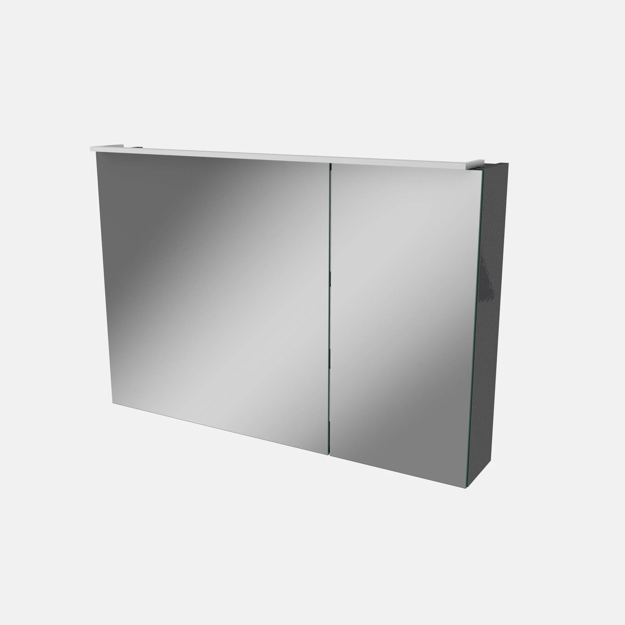 Spiegelschrank L5 | 90 cm mit dimmbarer LED-Leuchte und zwei Türen, Grafit Hochglanz