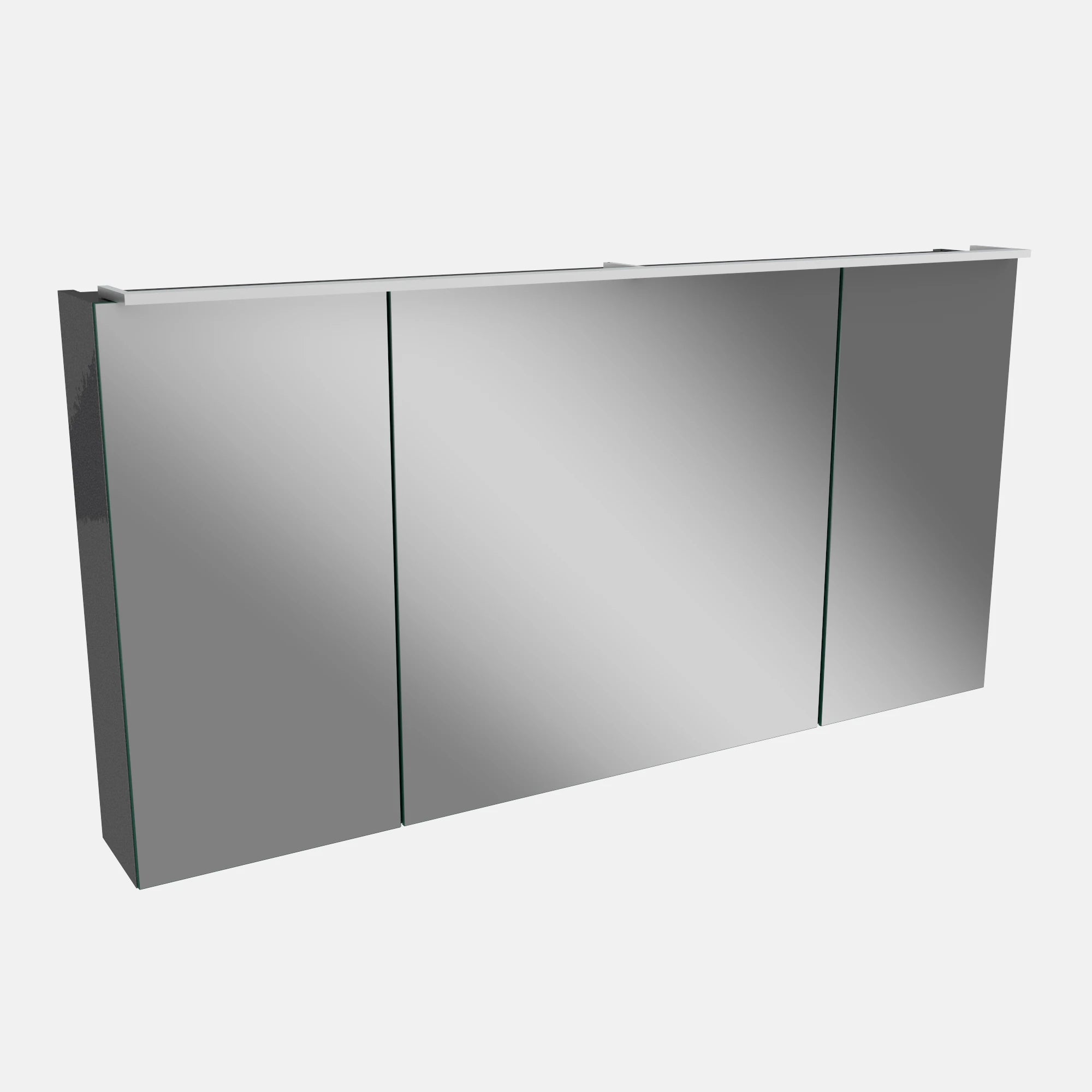 Spiegelschrank L5 | 120 cm mit dimmbarer LED-Leuchte und drei Türen, Grafit Hochglanz