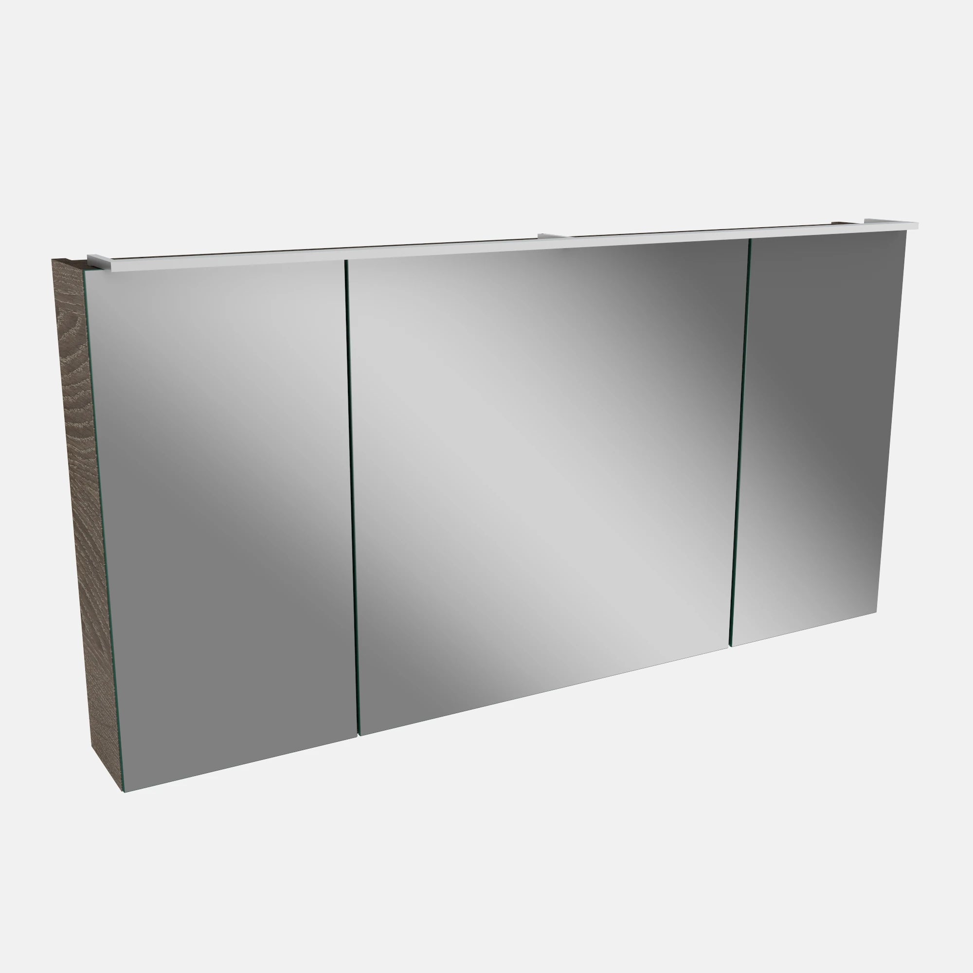 Spiegelschrank L5 | 120 cm mit dimmbarer LED-Leuchte und drei Türen, Eiche-Maron