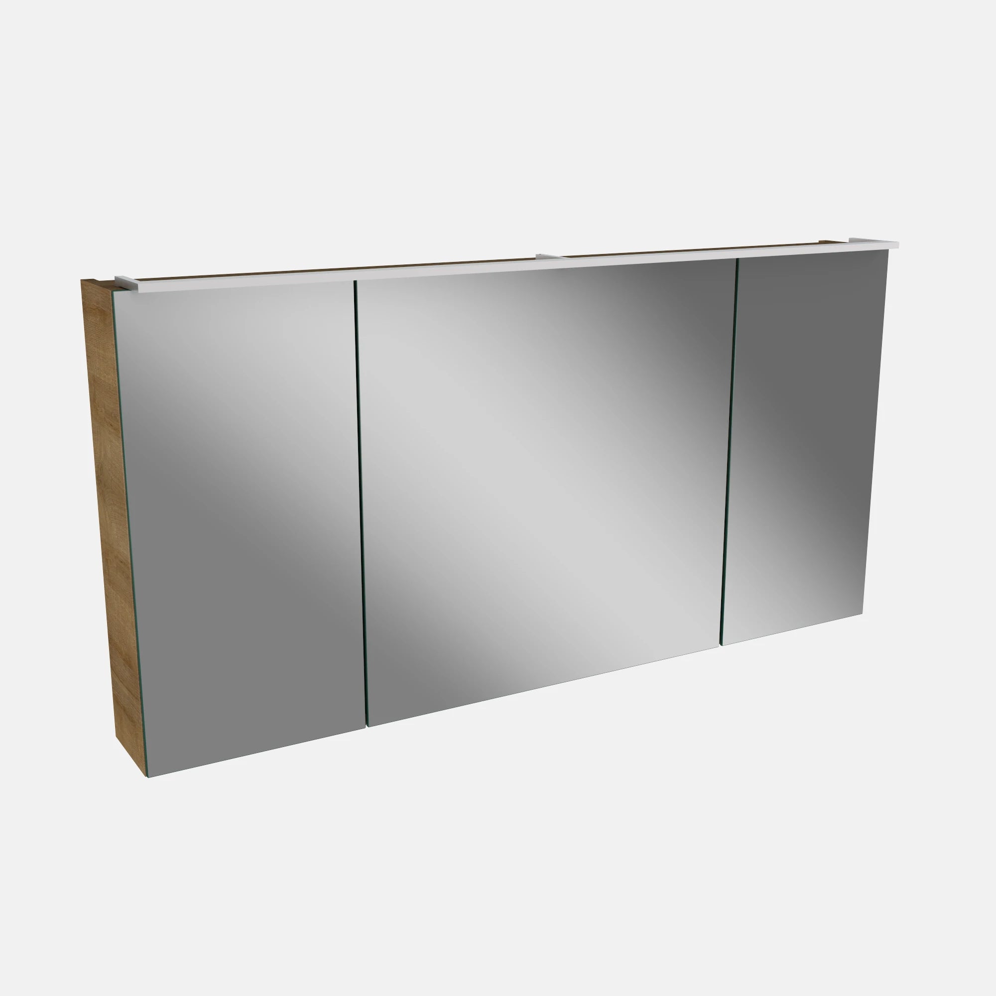 Spiegelschrank L5 | 120 cm mit dimmbarer LED-Leuchte und drei Türen, Berg-Eiche