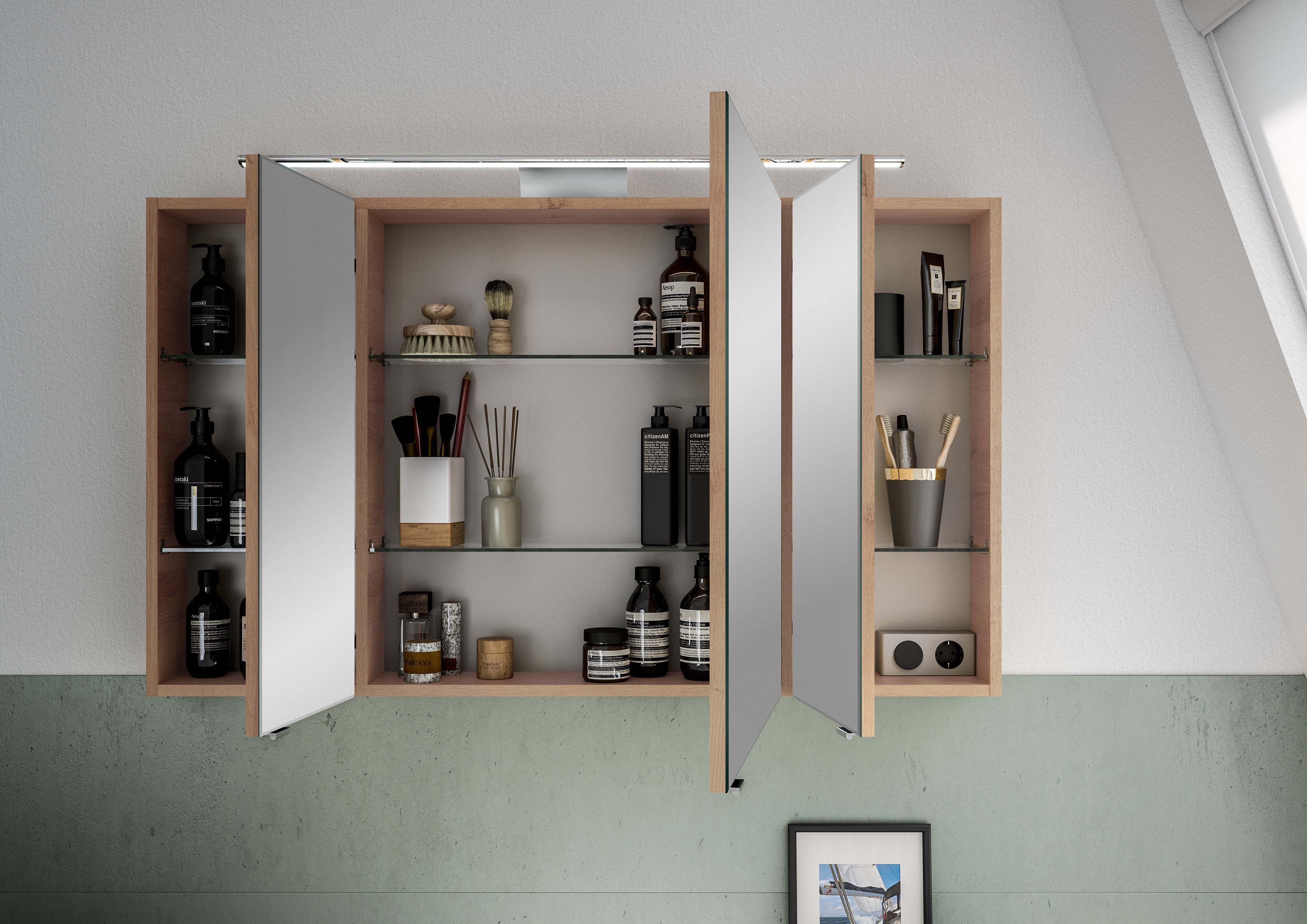 Pelipal Serie 6005 Sprint 120 cm Spiegelschrank - Riviera Eiche