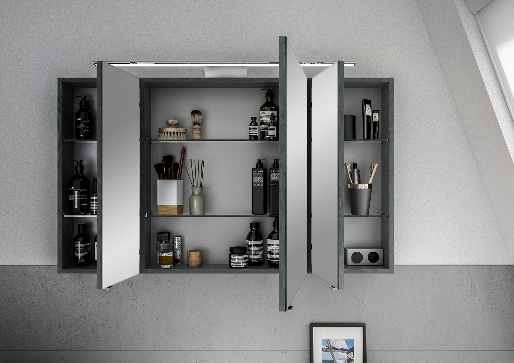 Pelipal Serie 6005 Sprint 120 cm Spiegelschrank - Graphit