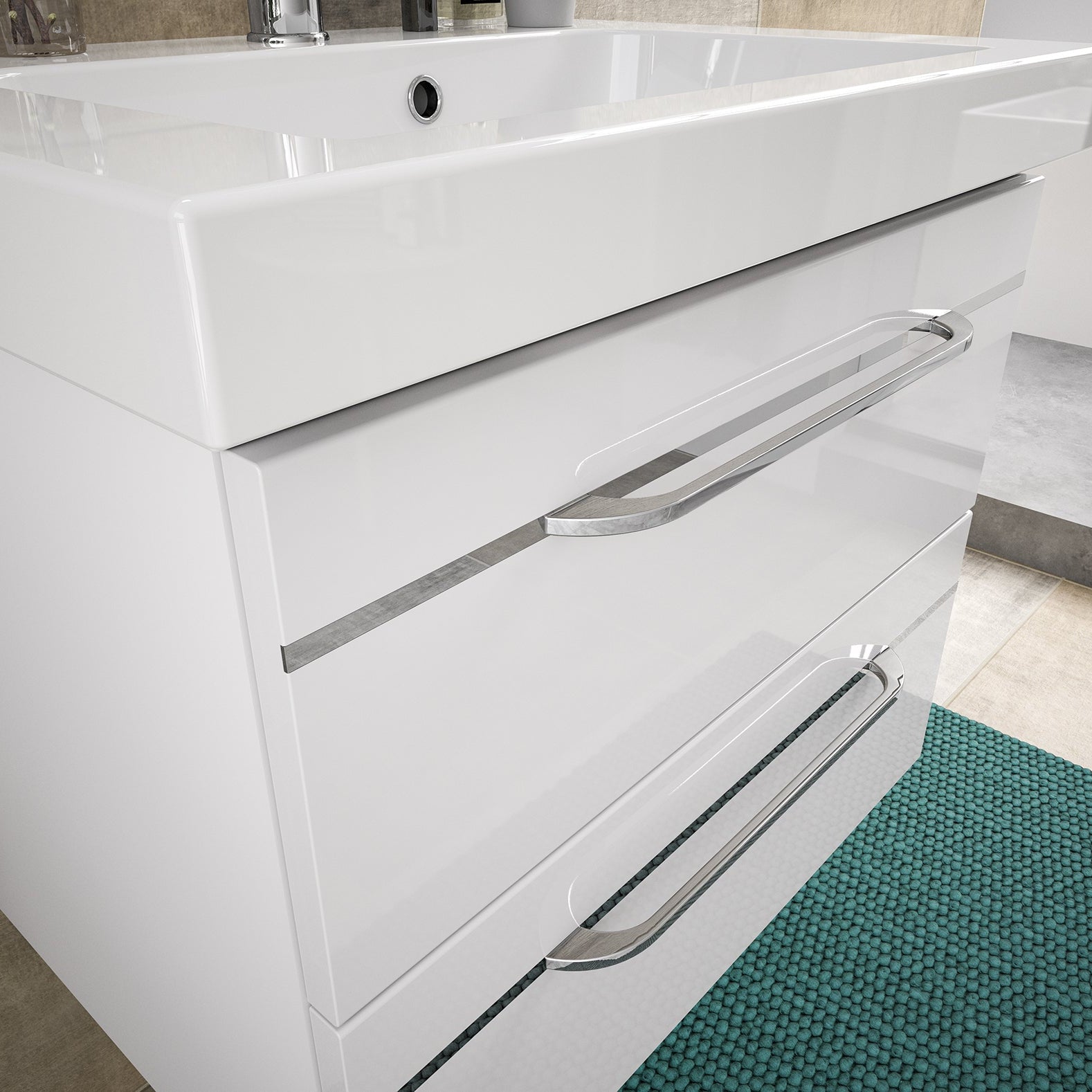 Pelipal Balto Sprint 65 cm Waschtisch mit Unterschrank - Weiß Hochglanz