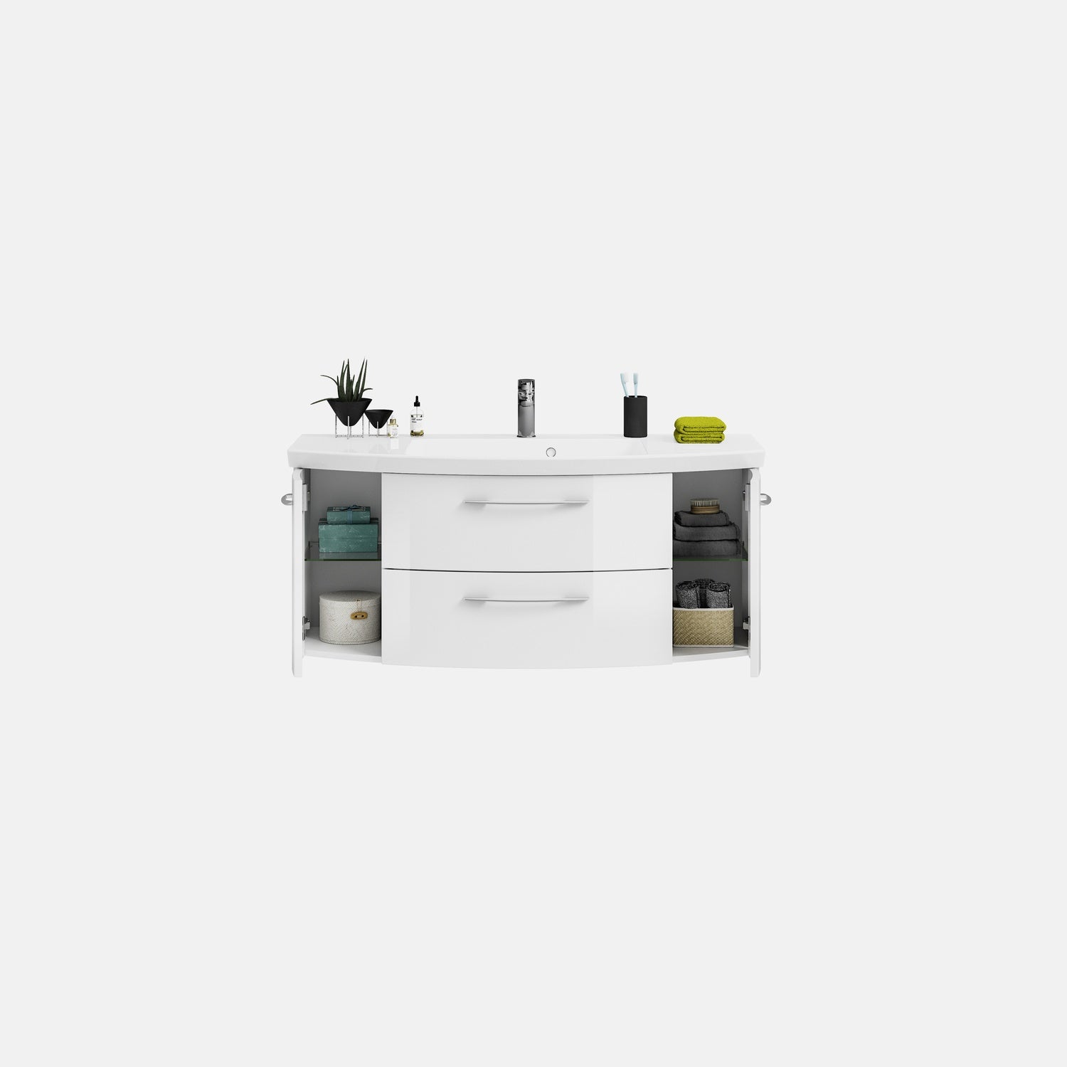 Pelipal Cassca Sprint 121 cm Waschtisch inkl. Unterschrank - Weiß Hochglanz