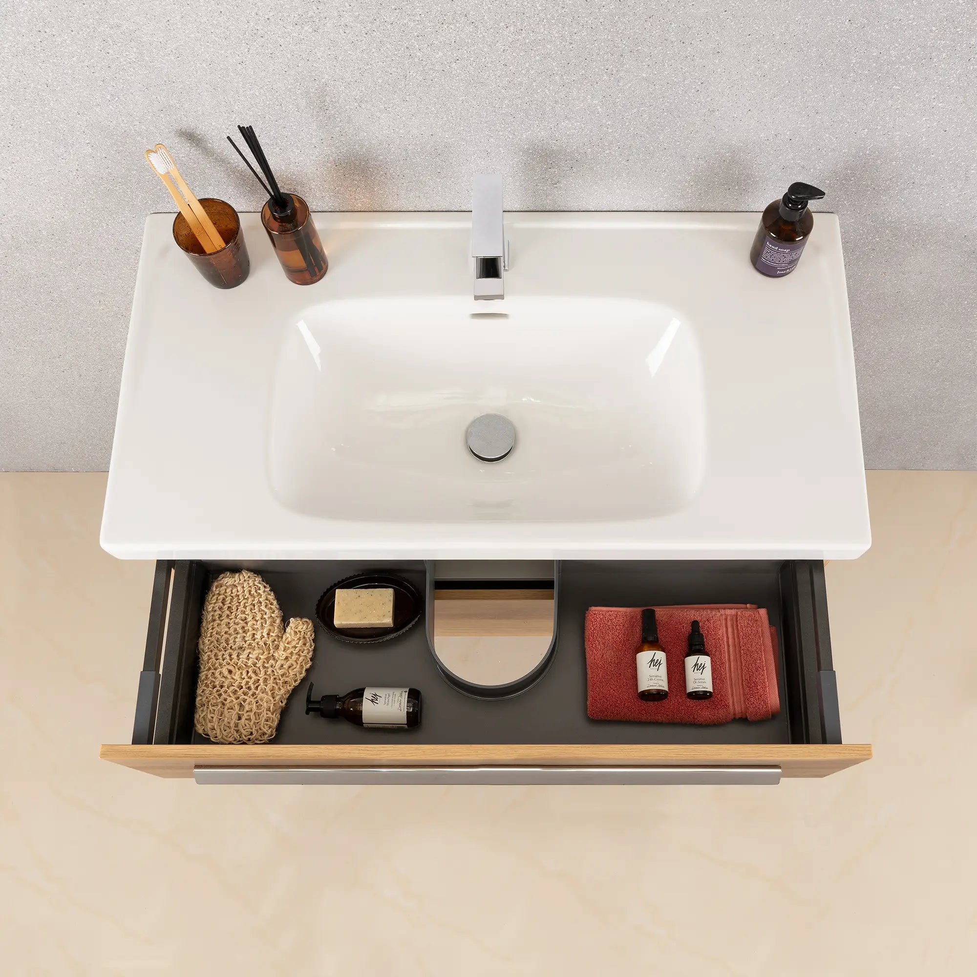 K1 Waschtisch inkl. Unterschrank | 91 cm, Dark Oak