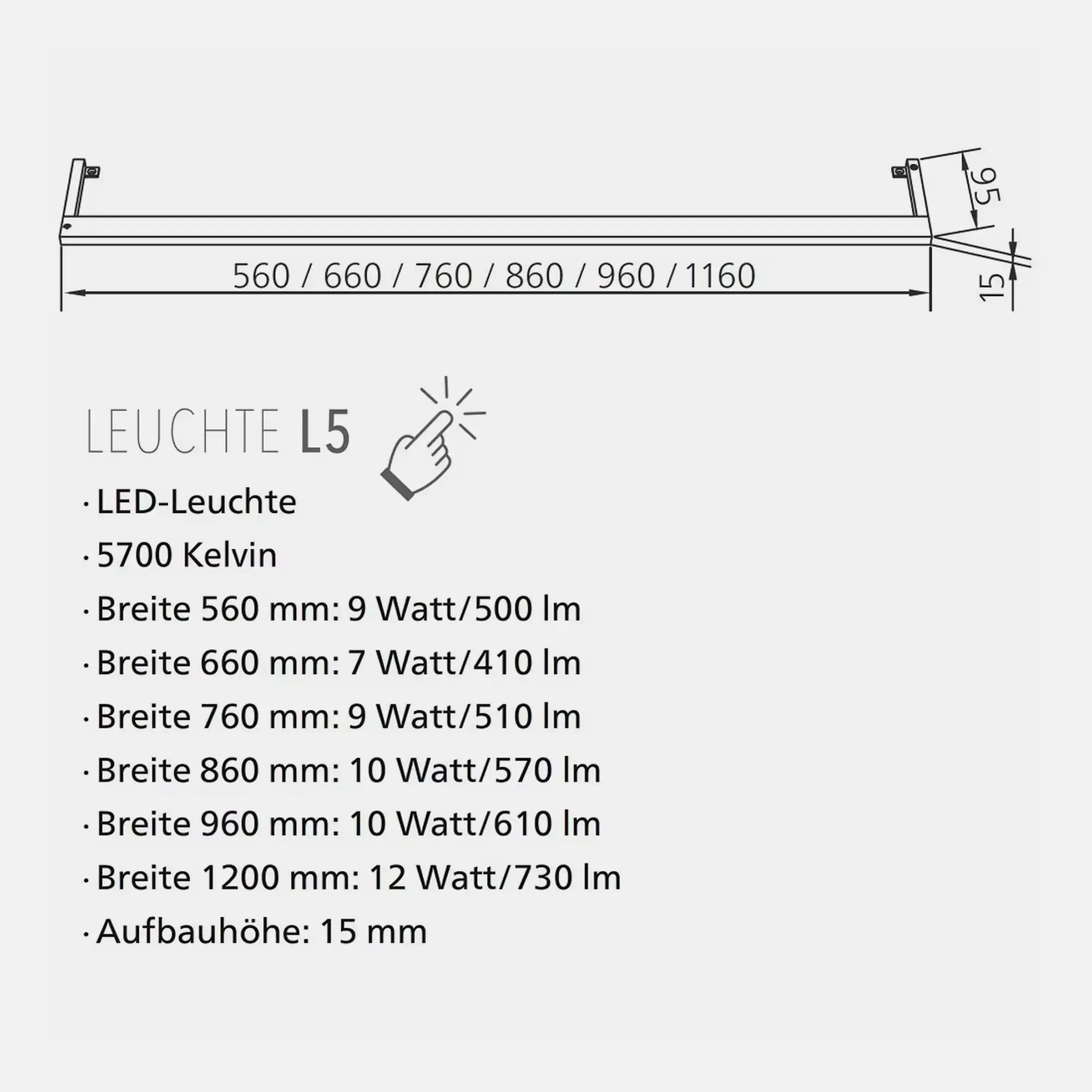 Spiegelschrank L5 | 120 cm mit dimmbarer LED-Leuchte und drei Türen, Eiche-Maron