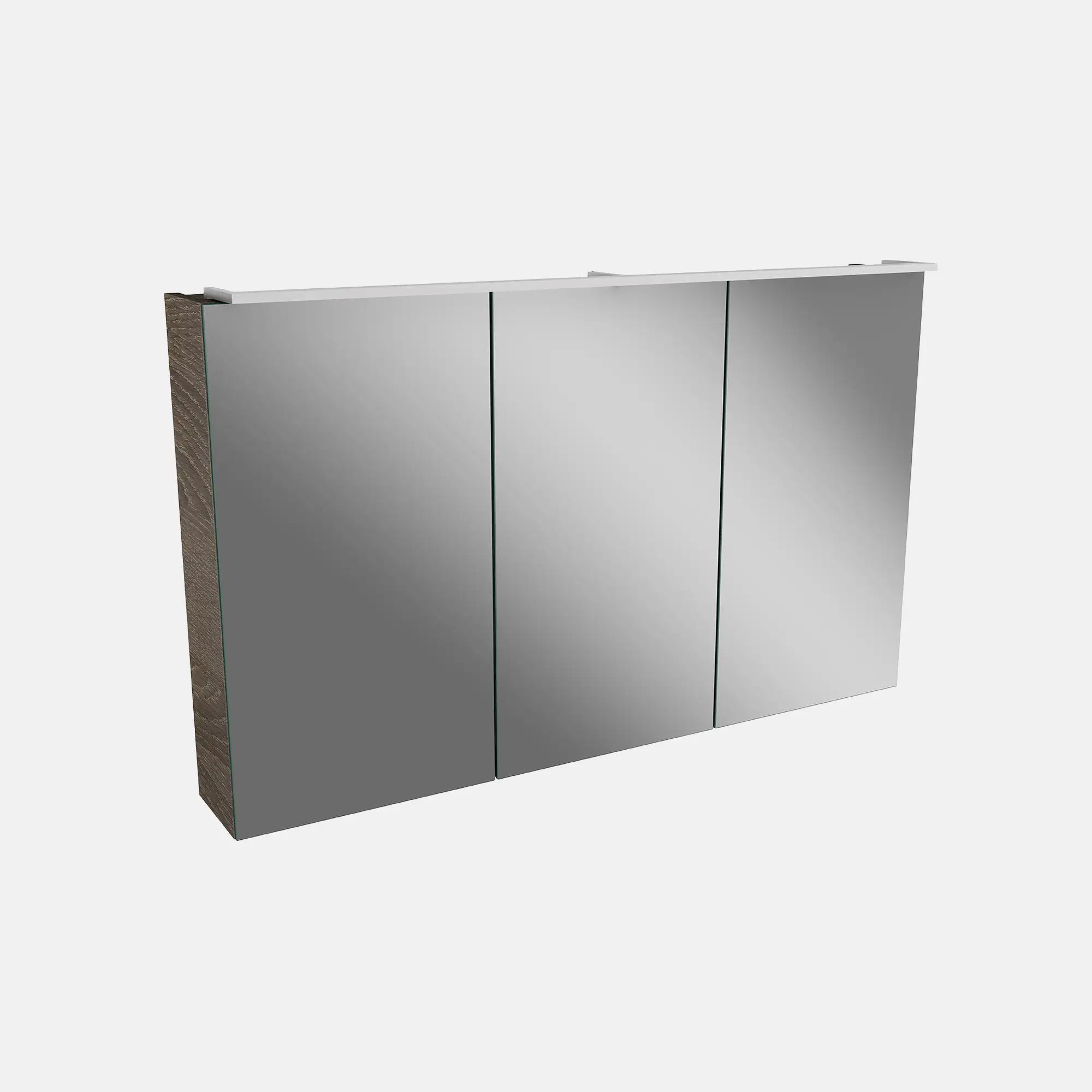 Spiegelschrank L5 | 100 cm mit dimmbarer Leuchte und 3 Türen, Eiche-Maron