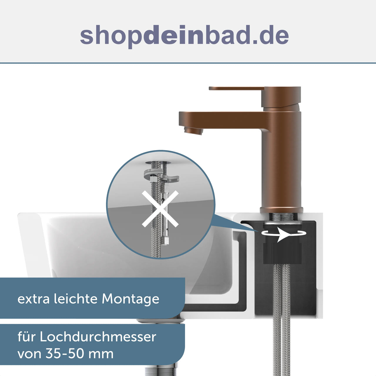 ELEPHANT Waschtischarmatur, Kupfer matt