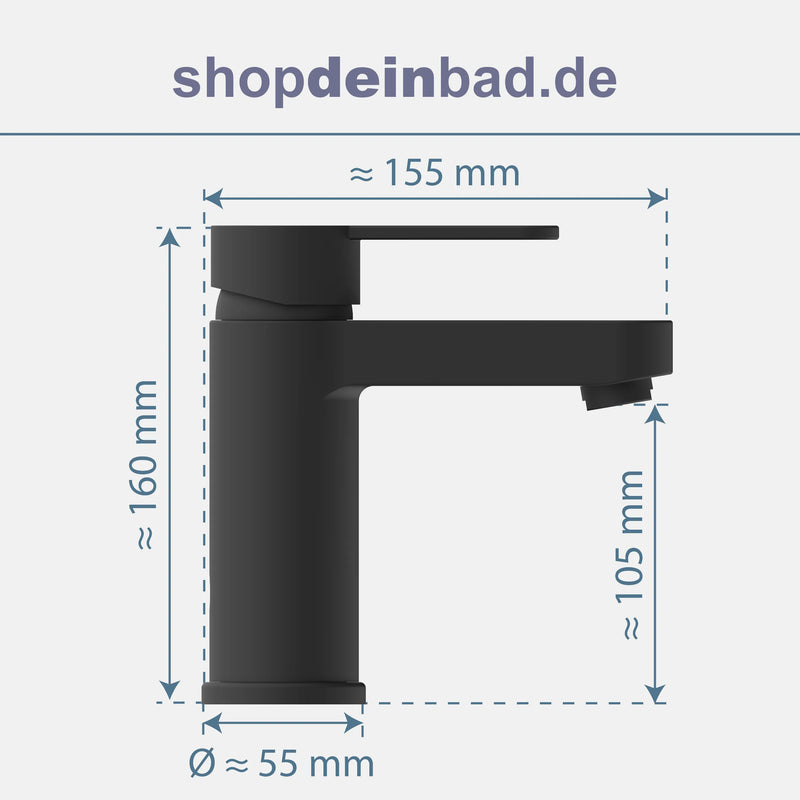 ELEPHANT Waschtischarmatur, Schwarz matt