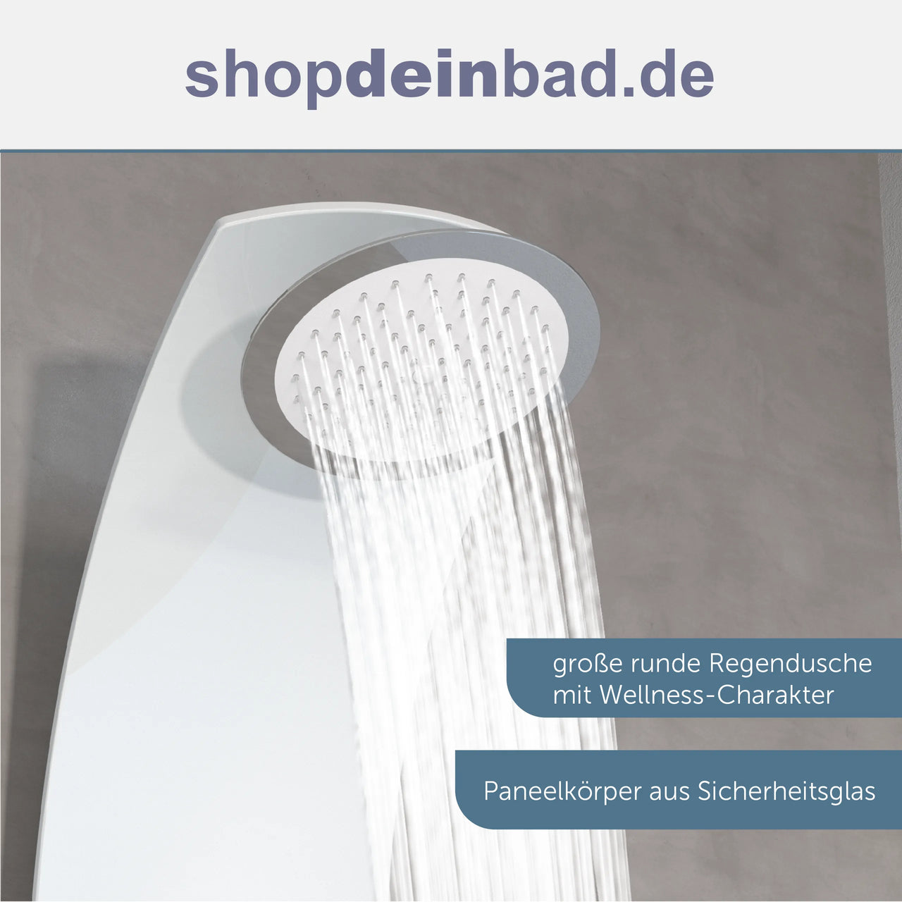 Glas-Duschpaneel, Weiß, mit Thermostat