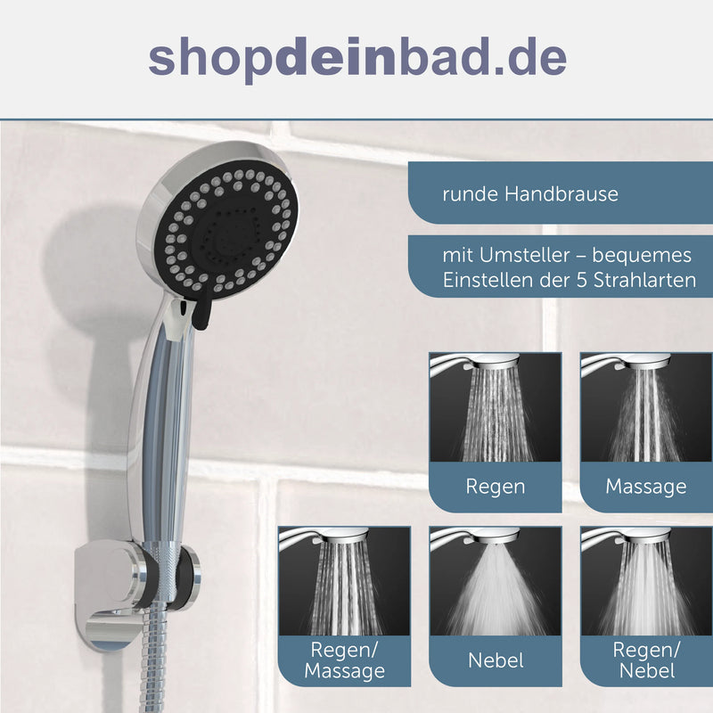 Glas-Duschpaneel, Schwarz, mit Thermostat