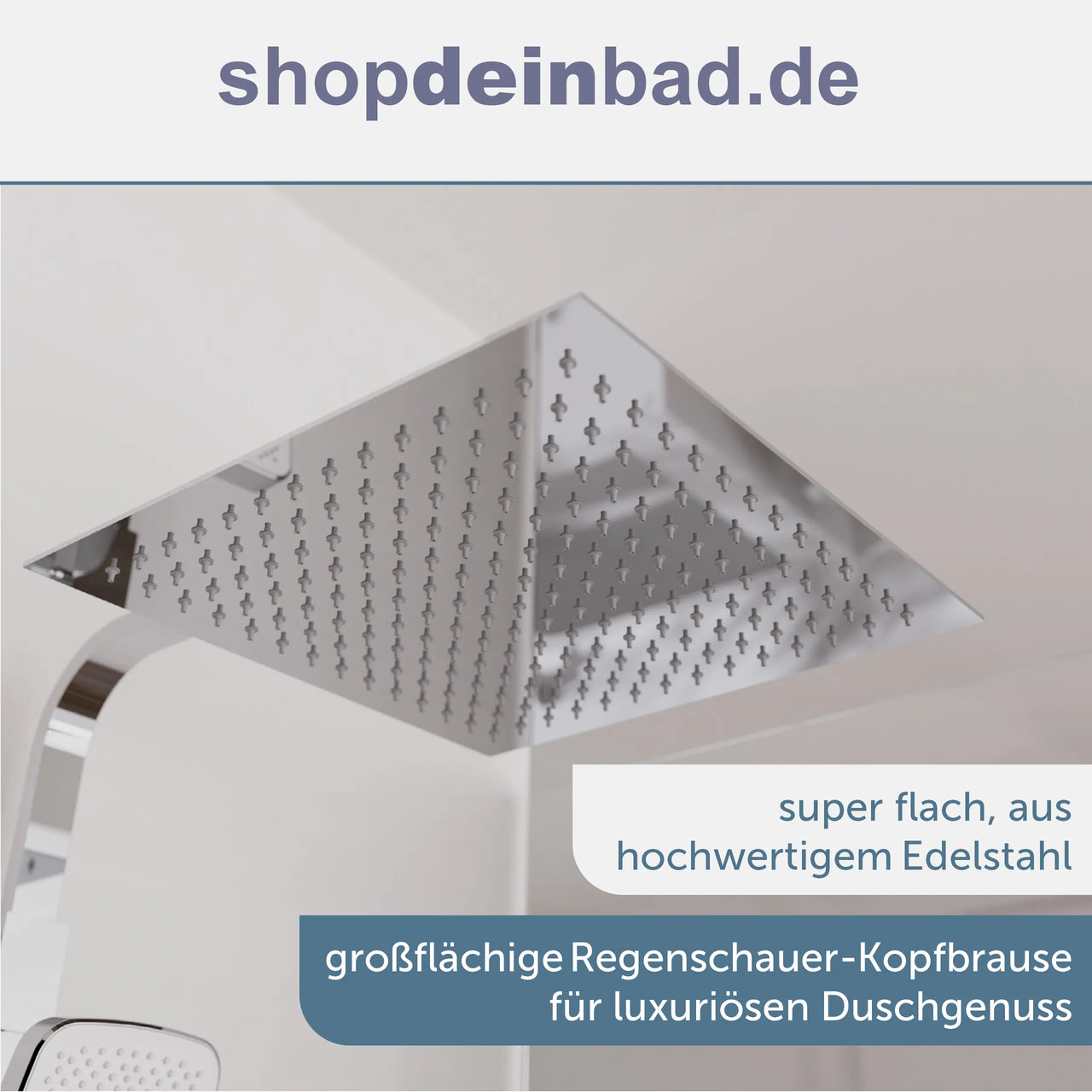 Kopfbrause-Set Ocean, Chom/Weiß, mit Thermostatarmatur, mit Ablage